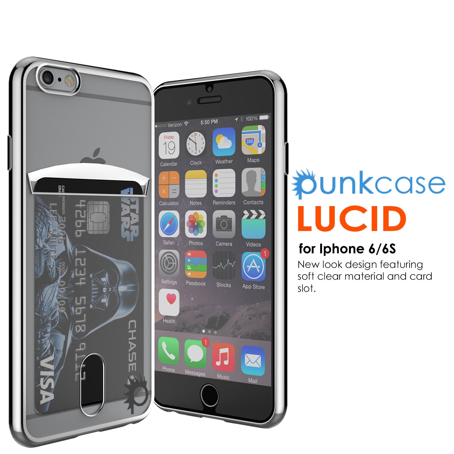 iPhone 6s/6 Case, PUNKCASE® LUCID Silver Series | Card Slot | SHIELD Screen Protector | Ultra fit