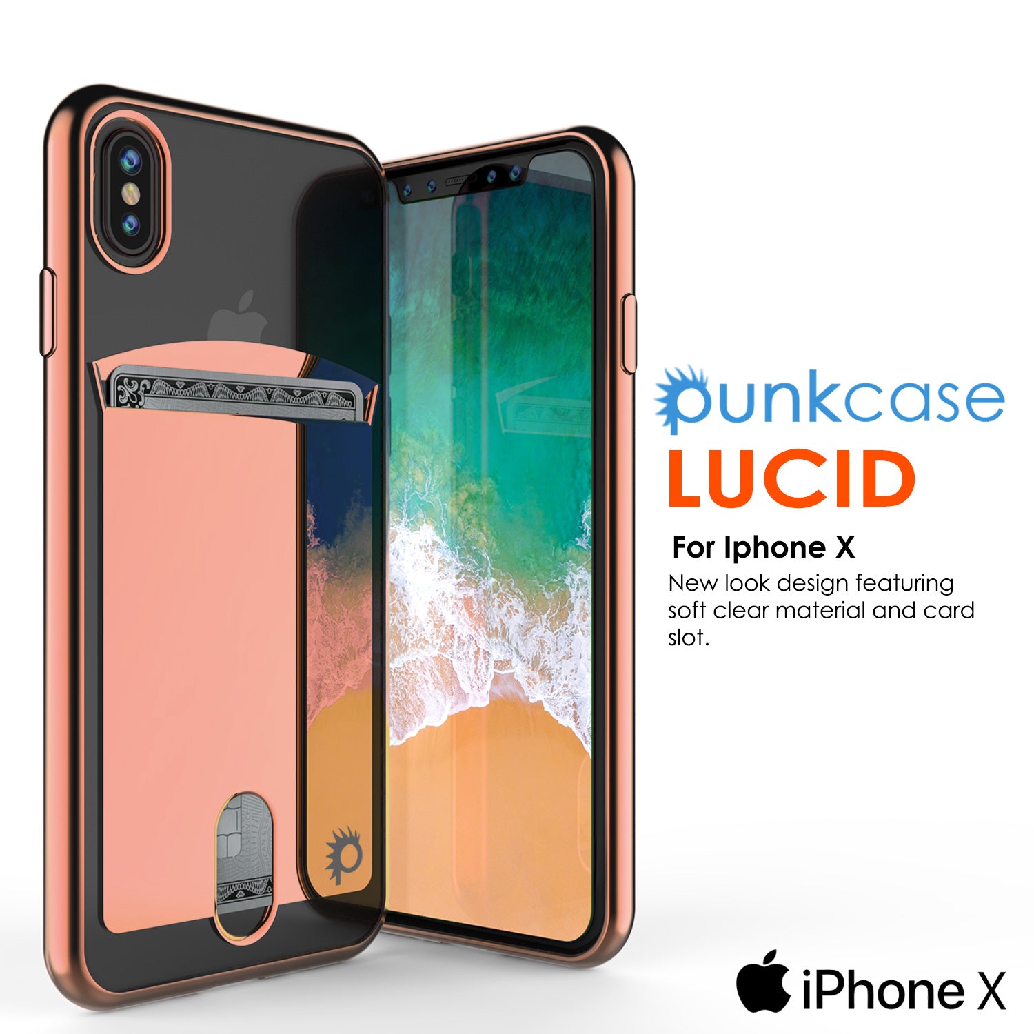 iPhone X Case, PUNKcase [LUCID Series] Slim Fit Protective Dual Layer Armor Cover [Rose Pink]