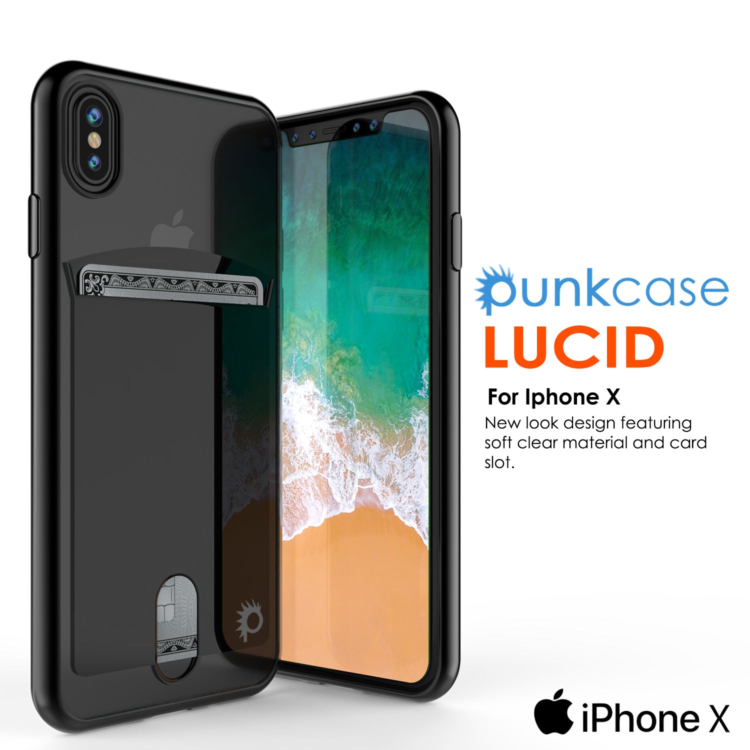 iPhone X Case, PUNKcase [LUCID Series] Slim Fit Protective Dual Layer Armor Cover [Black]