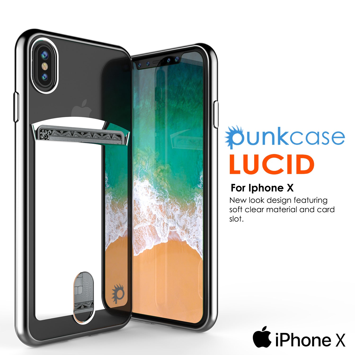 iPhone X Case, PUNKcase [LUCID Series] Slim Fit Protective Dual Layer Armor Cover [Silver]
