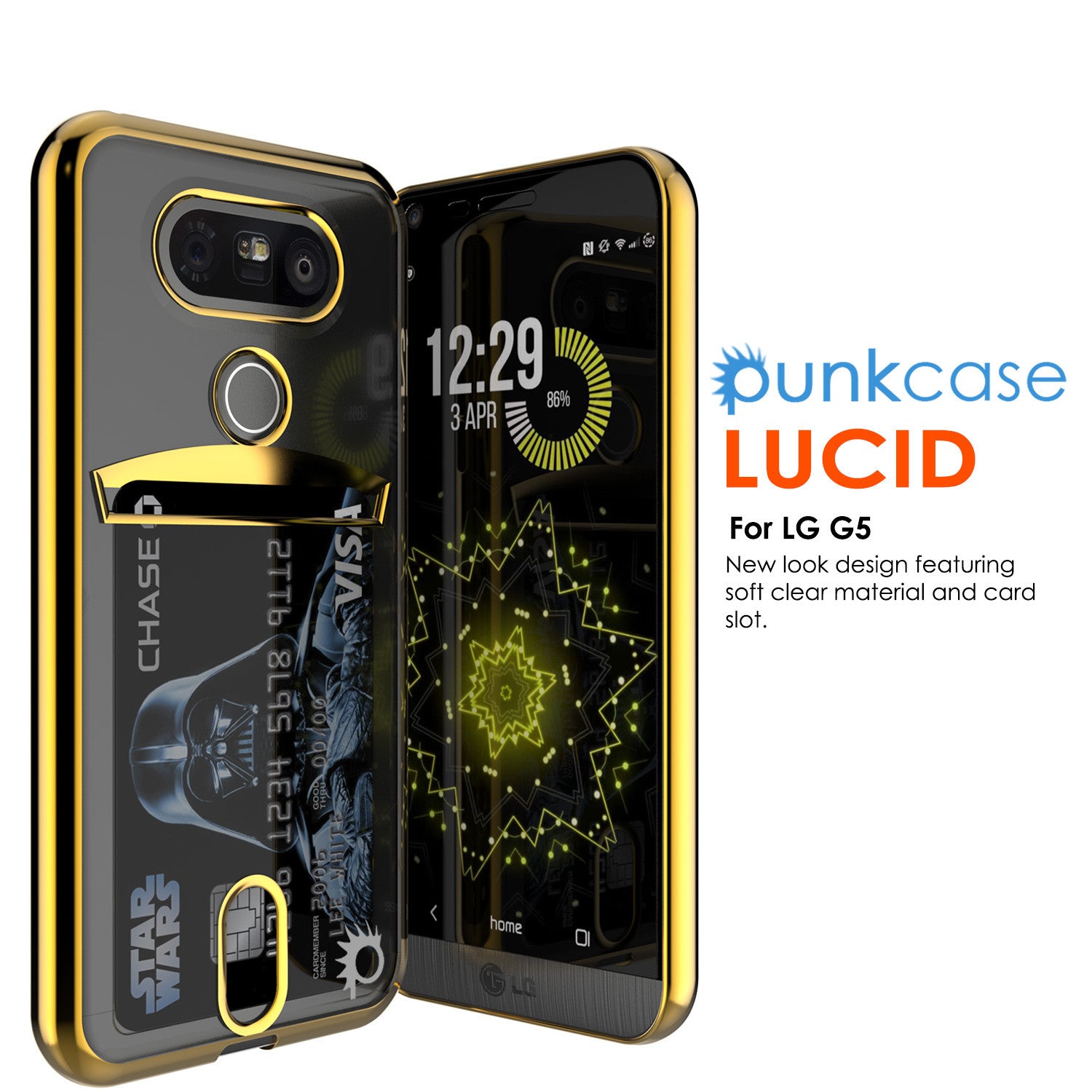 LG G5 Case, PUNKCASE® Gold LUCID Series | Card Slot | PUNK SHIELD Screen Protector | Ultra Fit