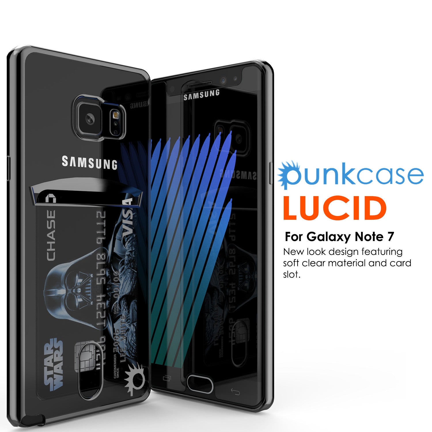 Galaxy Note 7 Case, PUNKCASE® LUCID Black Series | Card Slot | SHIELD Screen Protector | Ultra fit