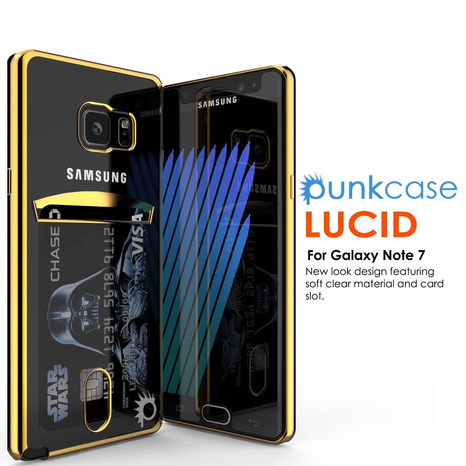 Galaxy Note 7 Case, PUNKCASE® LUCID Gold Series | Card Slot | SHIELD Screen Protector | Ultra fit