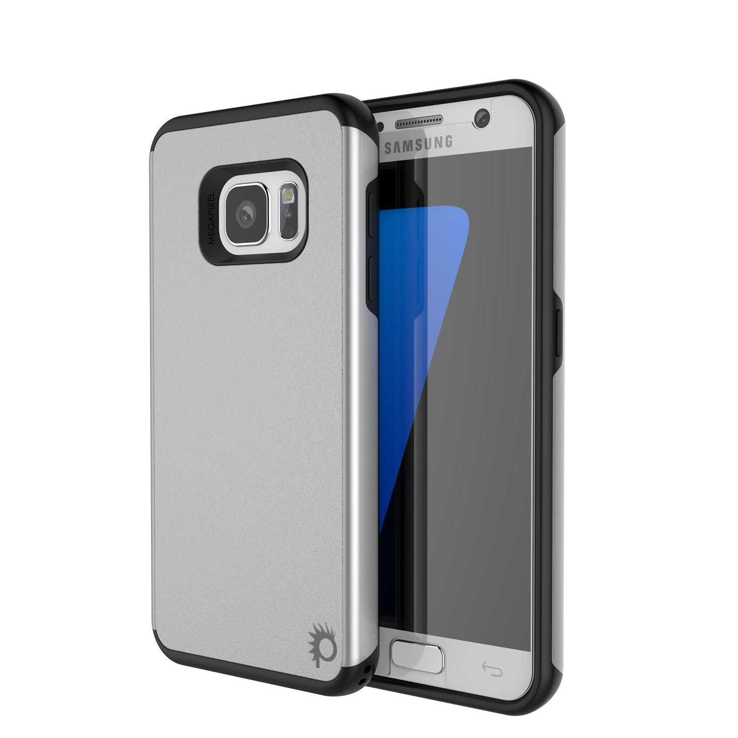 Galaxy s7 Case PunkCase Galactic Silver Slim Protective Armor Soft Cover Case w/ Tempered Glass