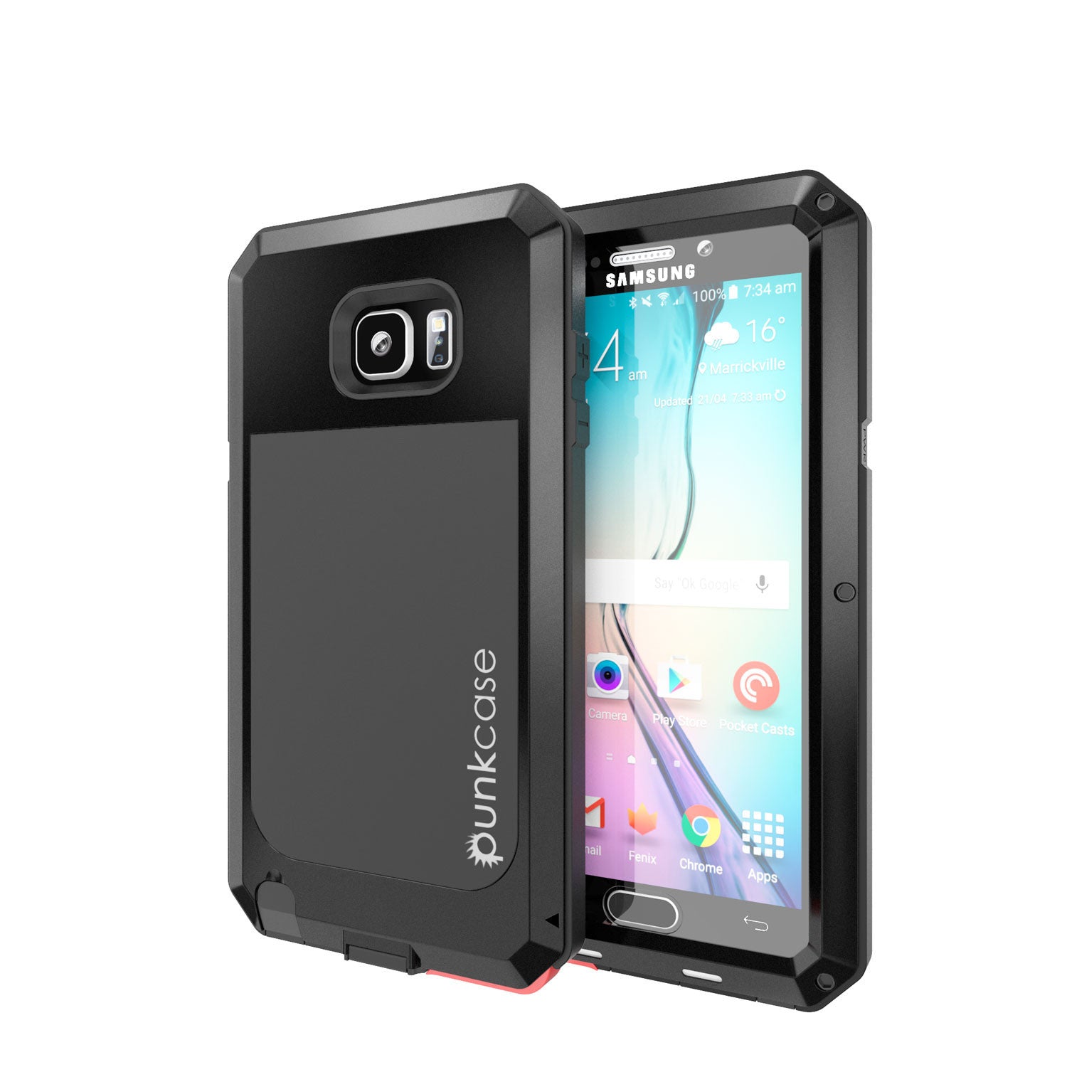 S7 Case, Punkcase® METALLIC Series BLACK for Samsung Galaxy S7 W/ TEMPERED GLASS | Aluminum Frame