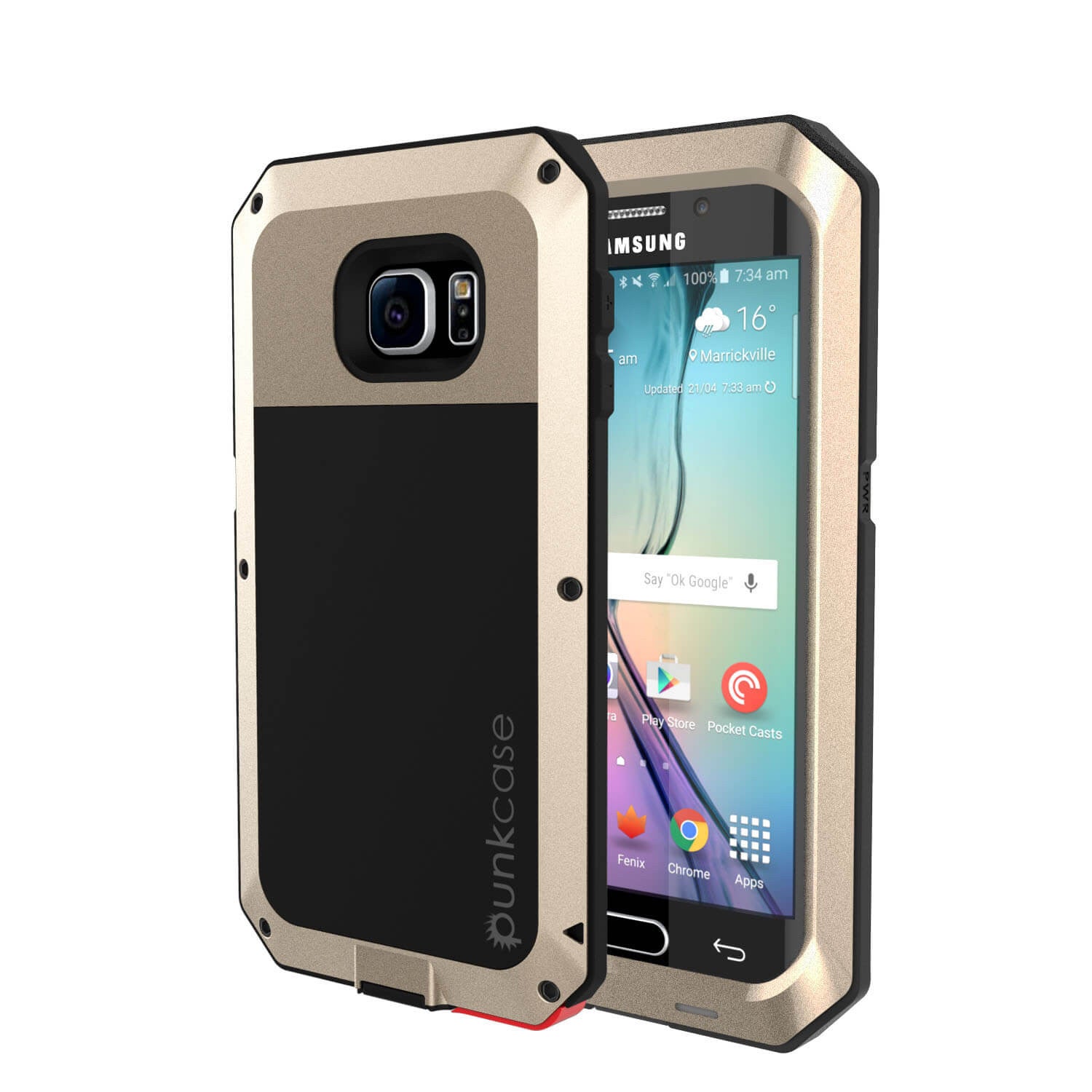 Galaxy S6 EDGE+ Plus  Case, PUNKcase Metallic Gold Shockproof  Slim Metal Armor Case