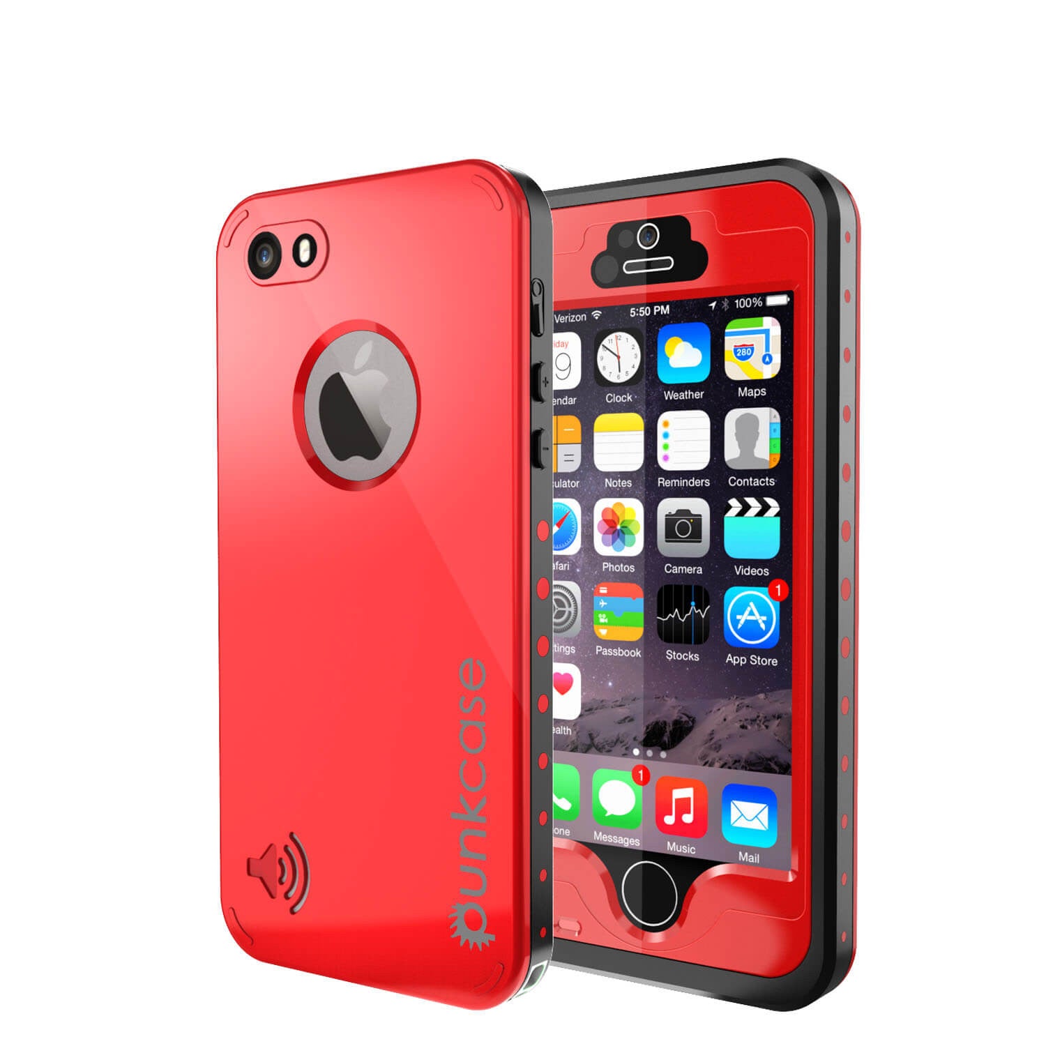 iPhone 5S/5 Waterproof Case, PunkCase StudStar Red Case Water/Shock/Dirt Proof | Lifetime Warranty