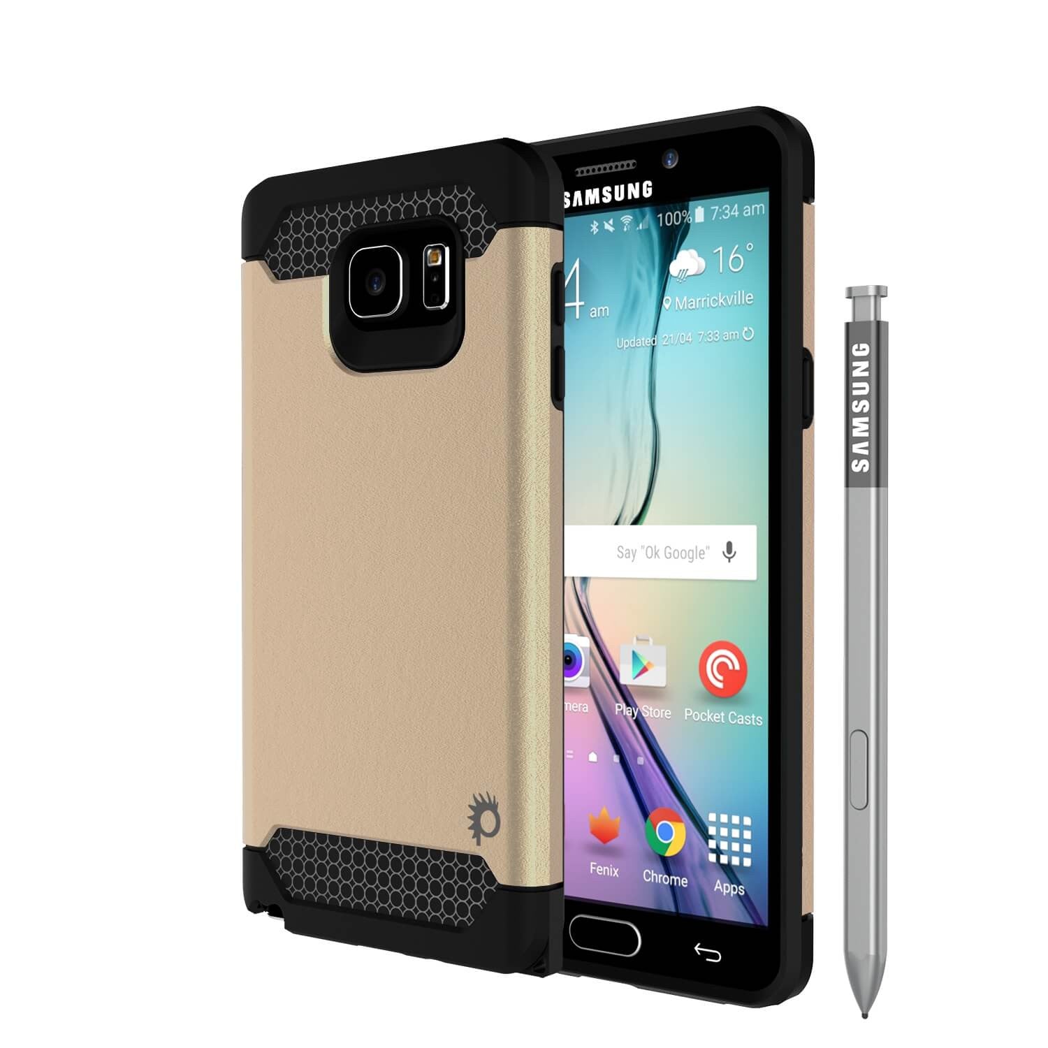 Galaxy Note 5 Case PunkCase Galactic Gold Series  Slim Armor Soft Cover Case w/ Tempered Glass
