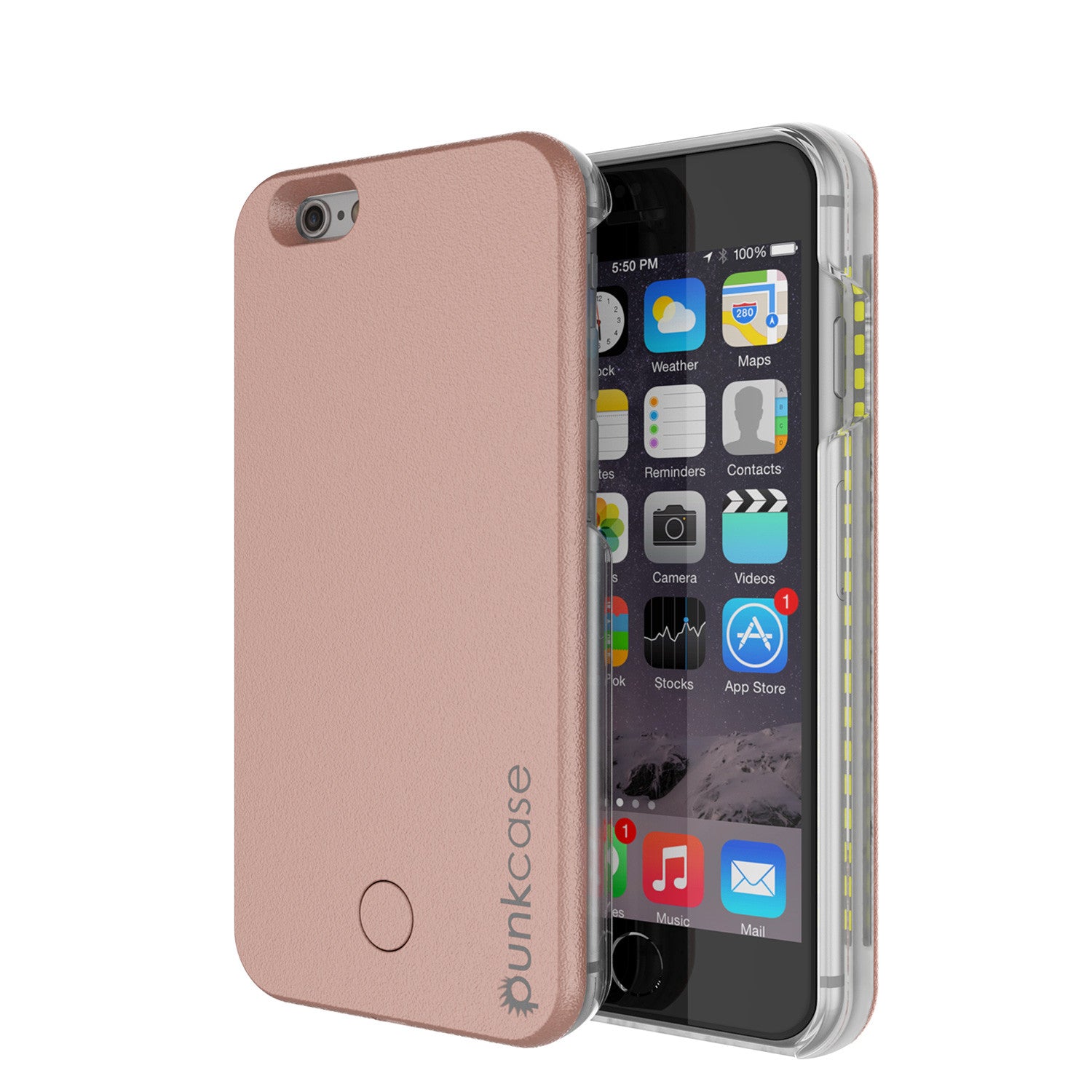 iPhone 6+/6S+ Plus Punkcase LED Light Case Light Illuminated Case, ROSE GOLD  W/  Battery Power Bank