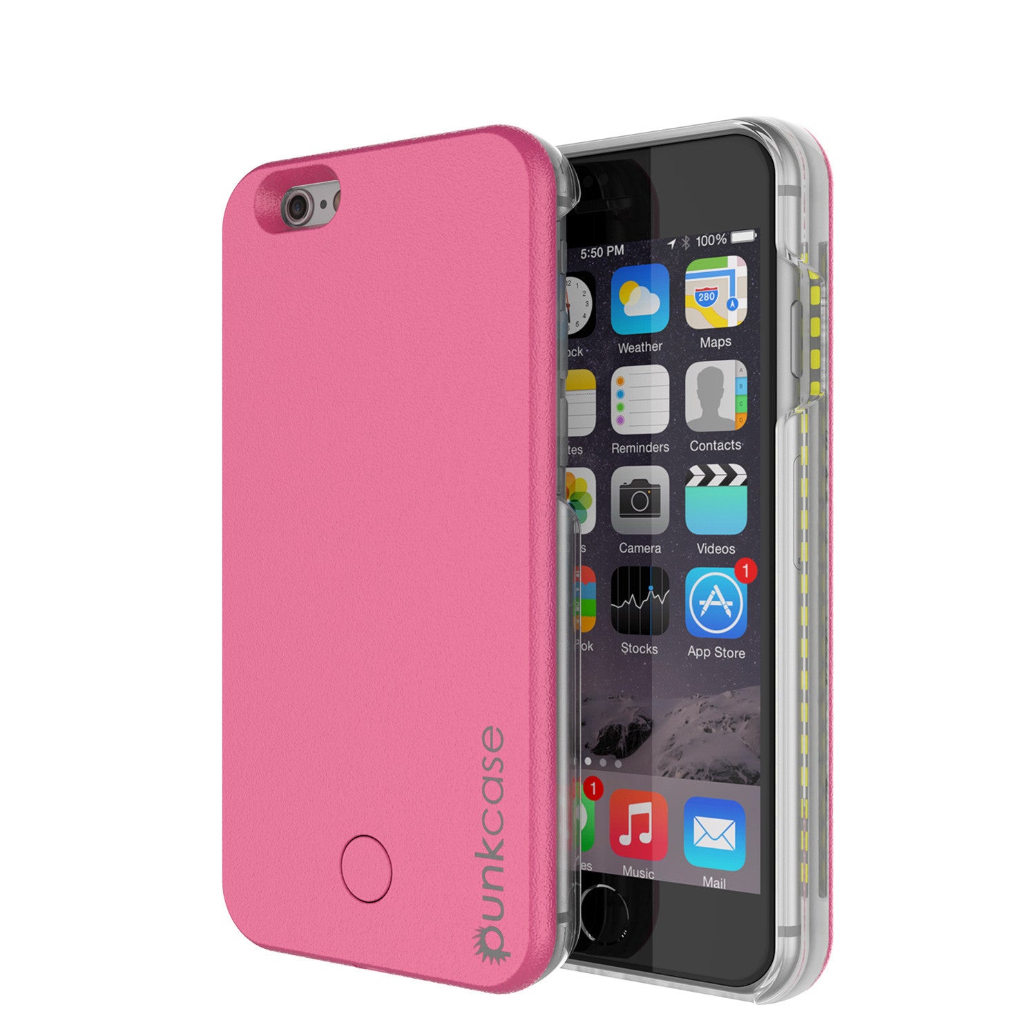 iPhone 6/6S Punkcase LED Light Case Light Illuminated Case, Pink  W/  Battery Power Bank