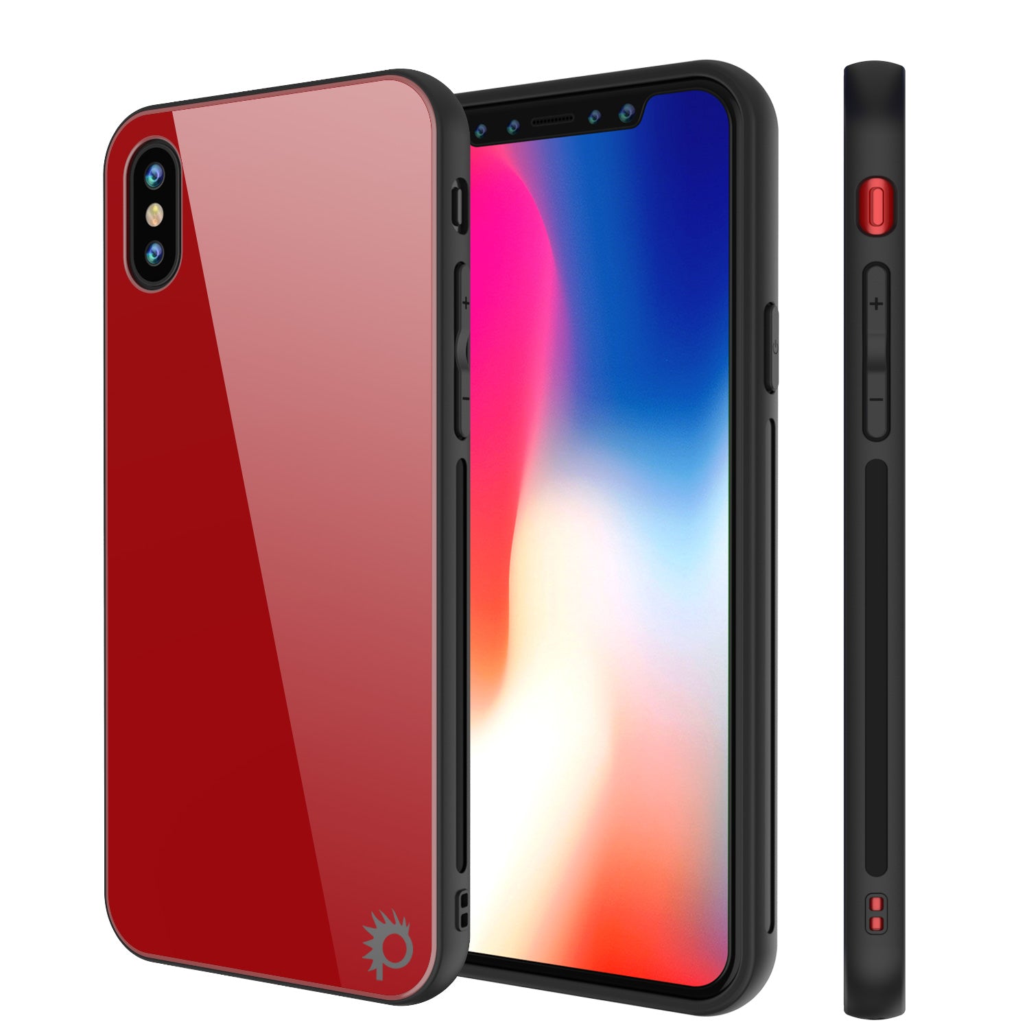 iPhone X Case, Punkcase GlassShield Ultra Thin Protective 9H Full Body Tempered Glass Cover Red