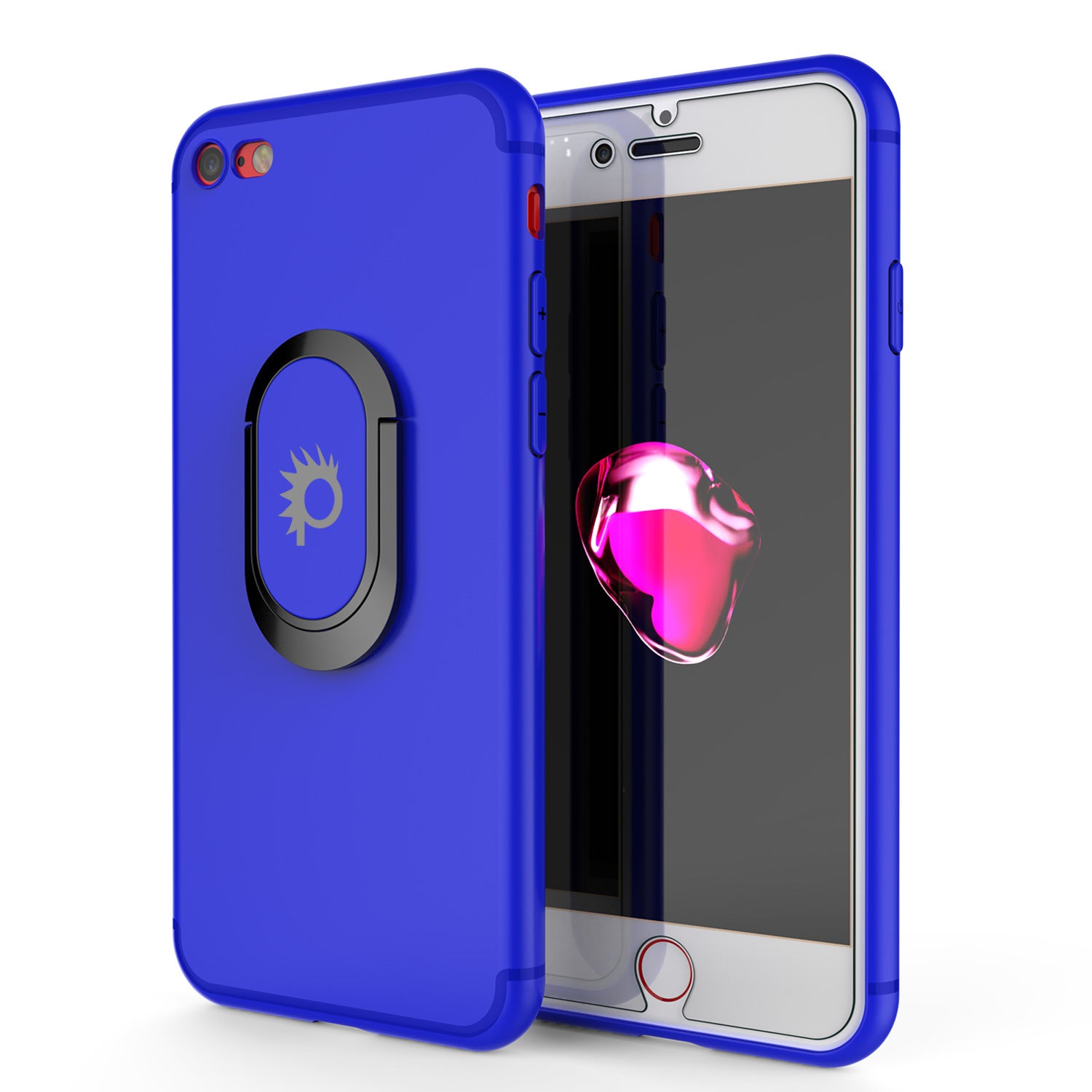 iPhone 8 Case, Punkcase Magnetix Protective TPU Cover W/ Kickstand, PLUS Tempered Glass Screen Protector [Blue]