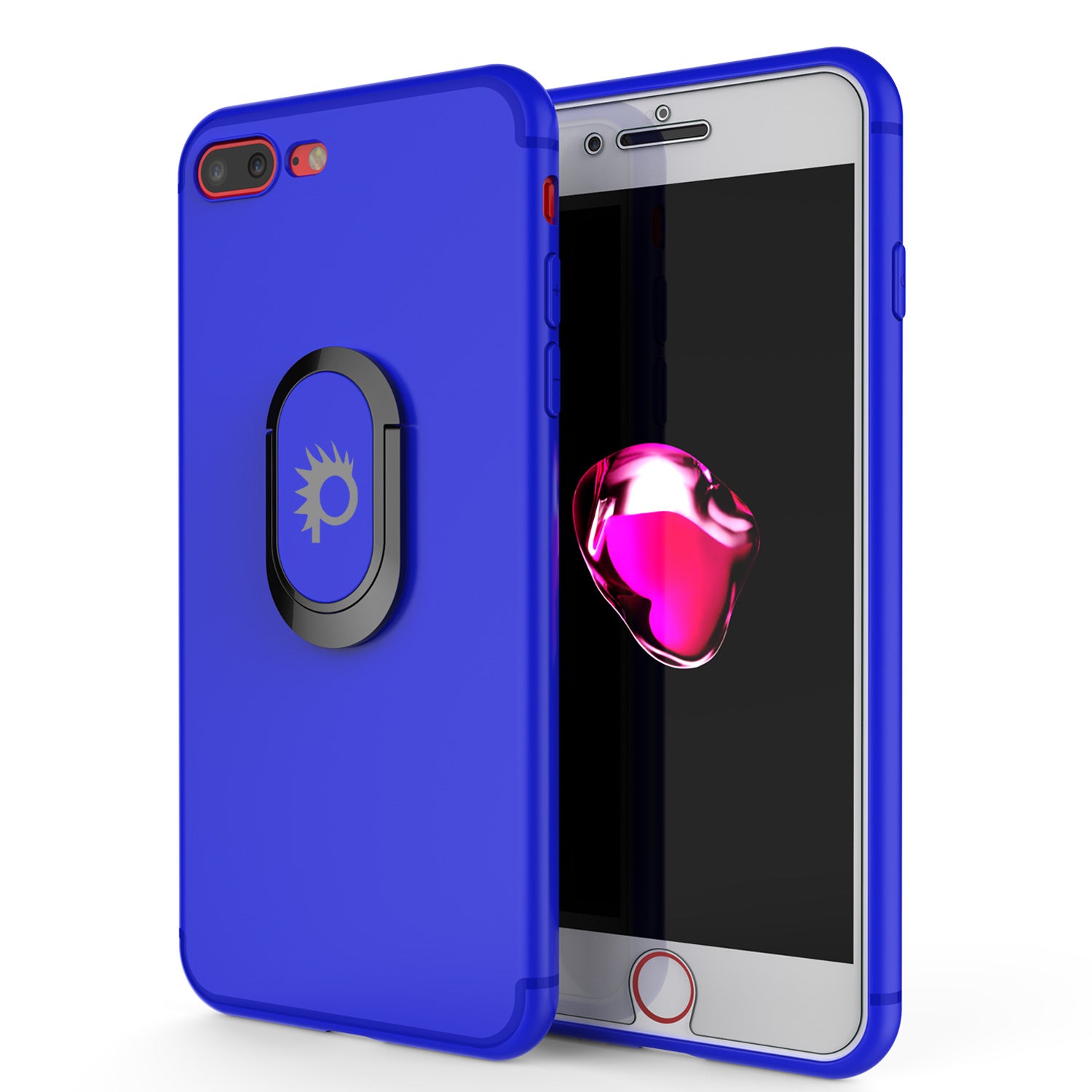 iPhone 8 PLUS Case, Punkcase Magnetix Protective TPU Cover W/ Kickstand, Tempered Glass Screen Protector [Blue]