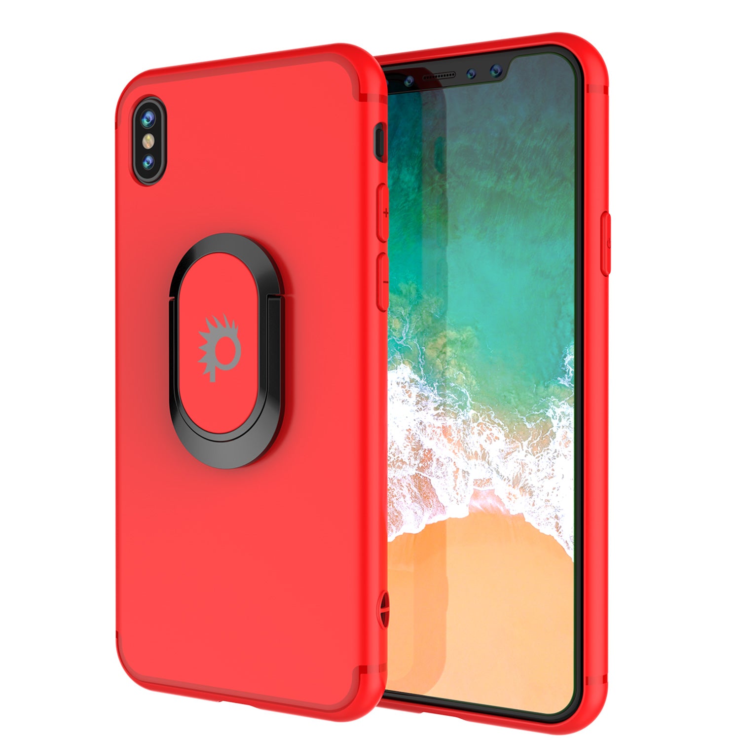iPhone X Case, Punkcase Magnetix Protective TPU Cover W/ Kickstand, Tempered Glass Screen Protector [Red]