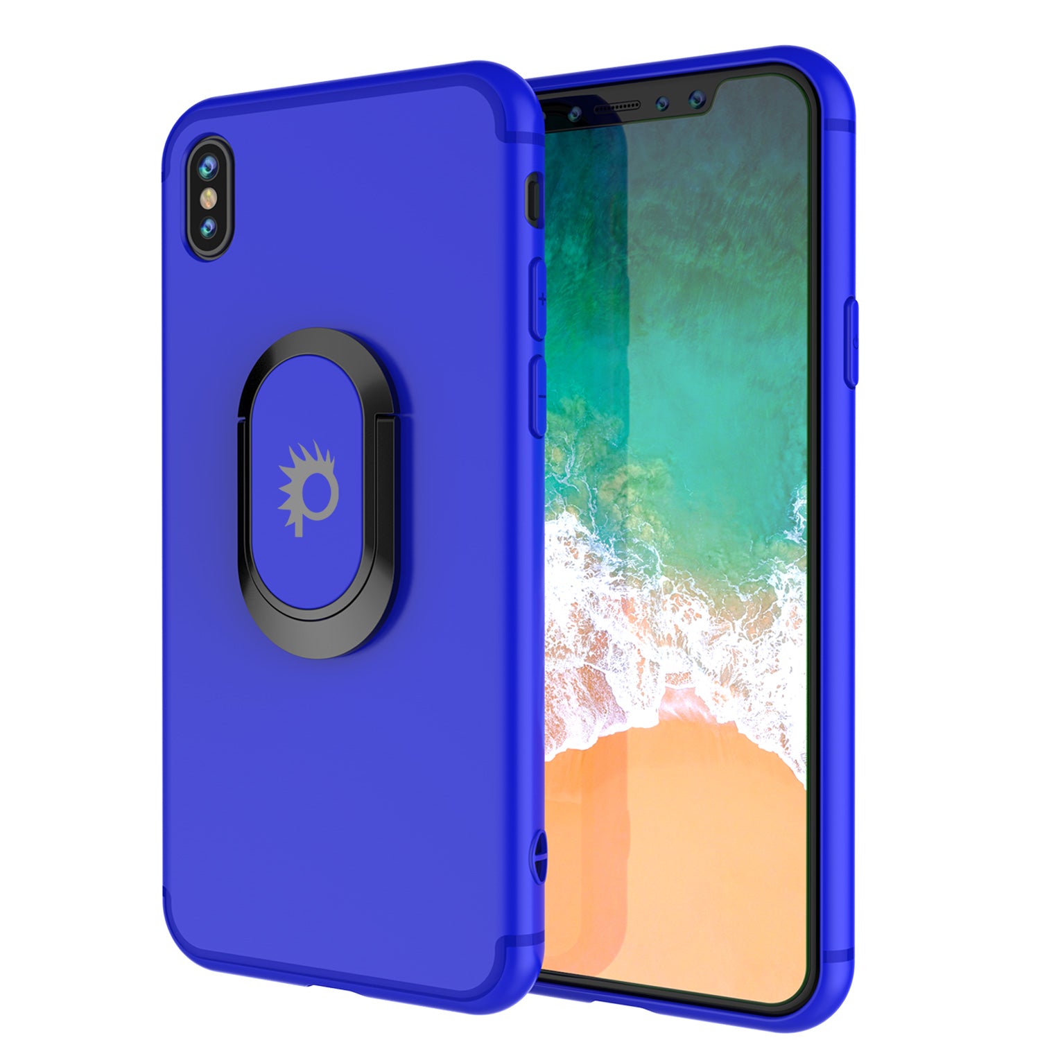 iPhone X Case, Punkcase Magnetix Protective TPU Cover W/ Kickstand, Tempered Glass Screen Protector [Blue]