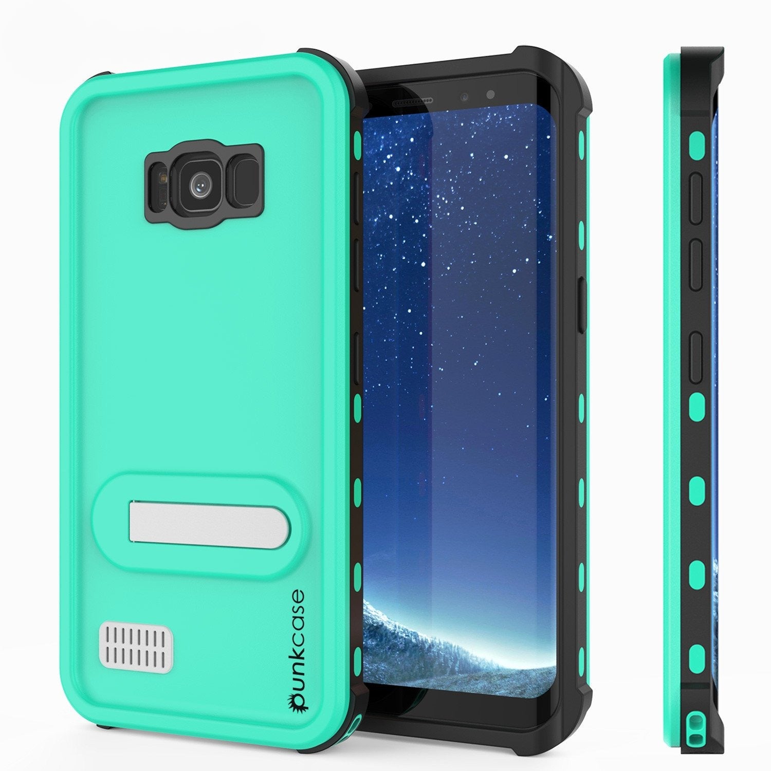 Galaxy S8 Waterproof Case, Punkcase [KickStud Series] [Slim Fit] [IP68 Certified] [Shockproof] [Snowproof] Armor Cover W/ Built-In Kickstand [TEAL]