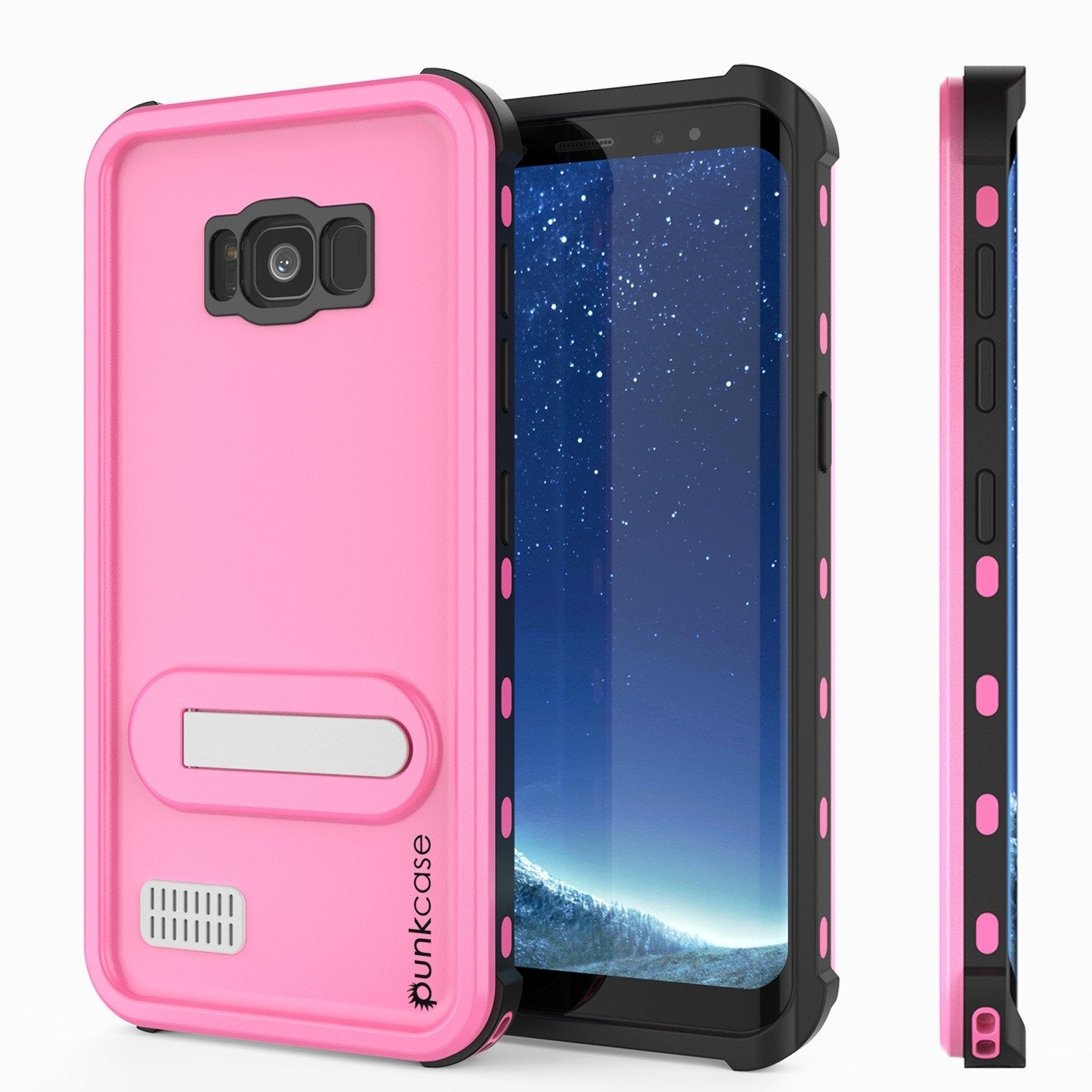 Galaxy S8 Waterproof Case, Punkcase [KickStud Series] [Slim Fit] [IP68 Certified] [Shockproof] [Snowproof] Armor Cover [PINK]