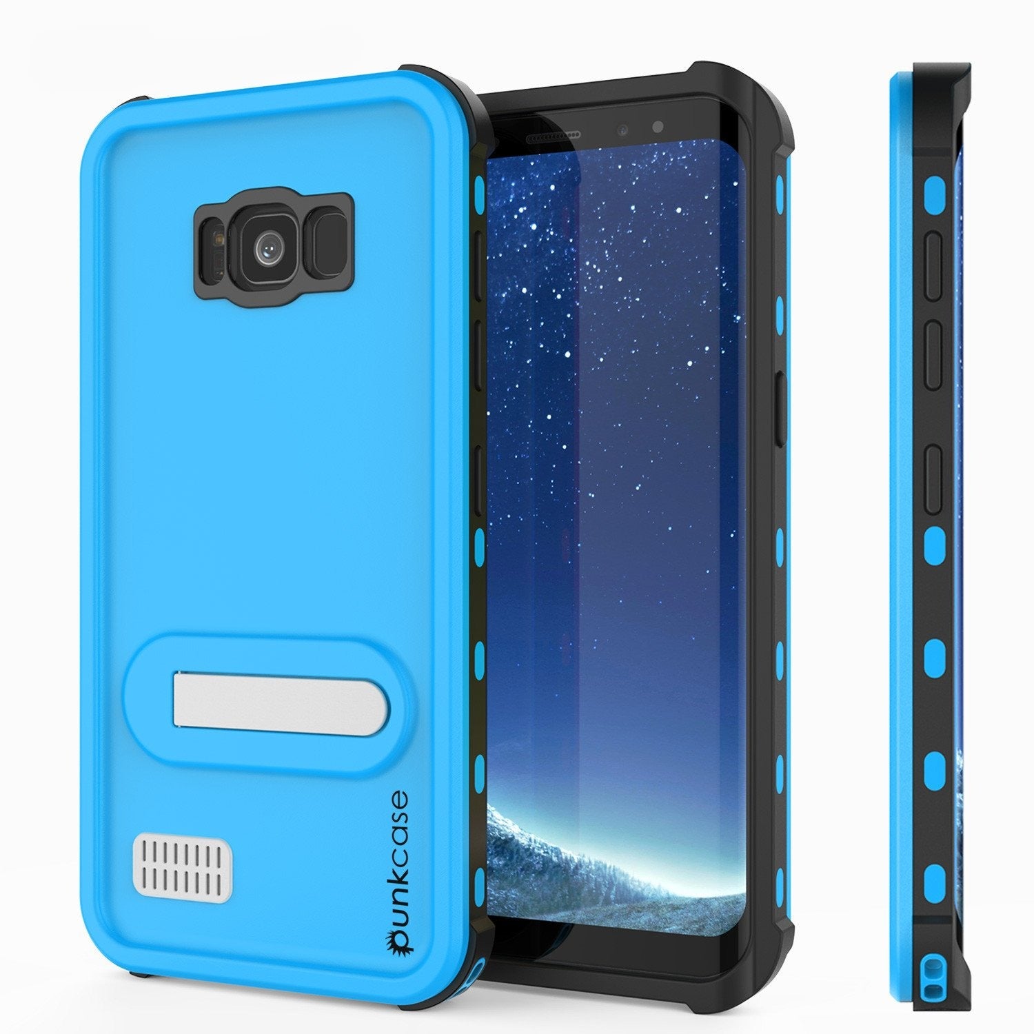 Galaxy S8 Waterproof Case, Punkcase [KickStud Series] [Slim Fit] [IP68 Certified] [Shockproof] [Snowproof] Armor Cover [LIGHT BLUE]