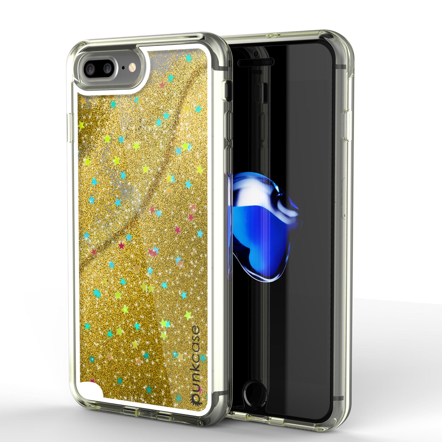 iPhone 7+Plus Case, Punkase LIQUID Gold Series, Protective Dual Layer Floating Glitter Cover, Gold iPhone 7+Plus Case, Punkase LIQUID Gold Series, Protective Dual Layer Floating Glitter Cover, Gold