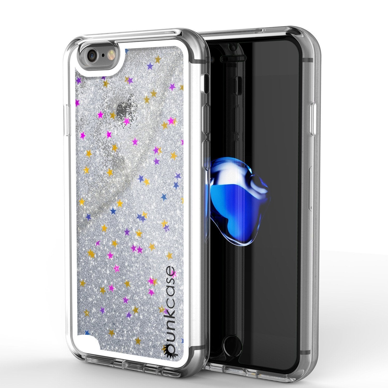 iPhone SE (4.7") Case, PunkCase LIQUID Silver Series, Protective Dual Layer Floating Glitter Cover