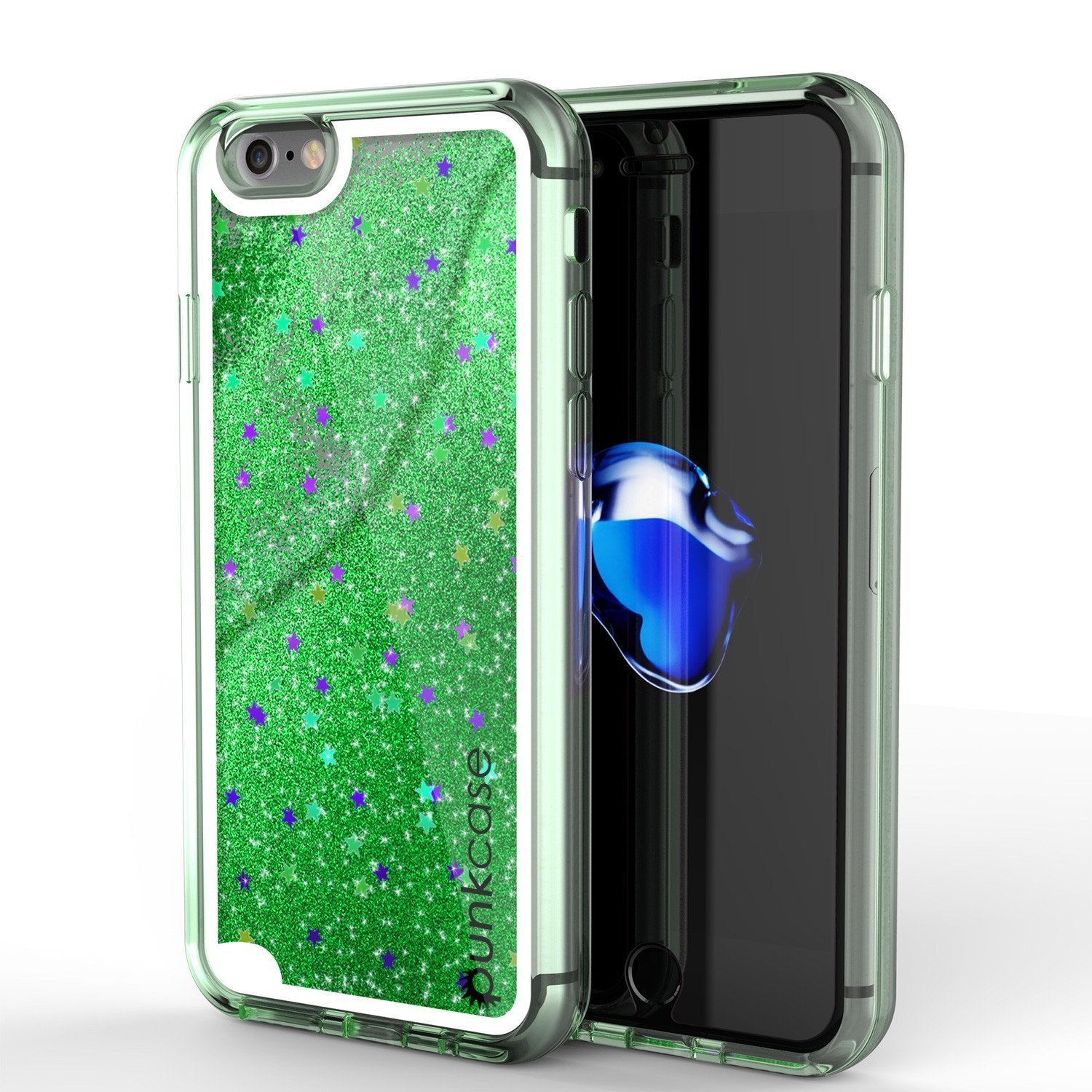 iPhone SE (4.7") Case, PunkCase LIQUID Green Series, Protective Dual Layer Floating Glitter Cover