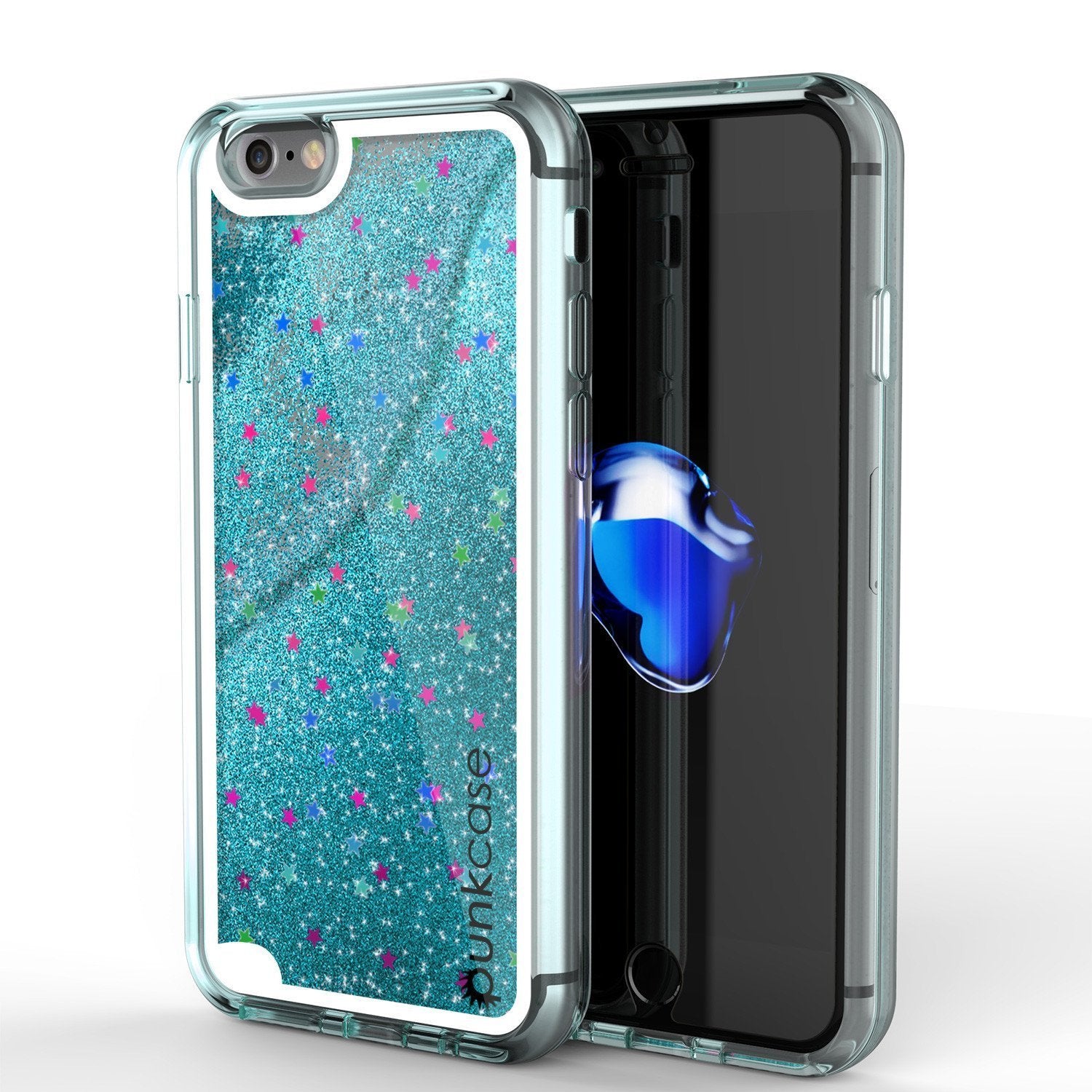 iPhone SE (4.7") Case, PunkCase LIQUID Teal Series, Protective Dual Layer Floating Glitter Cover