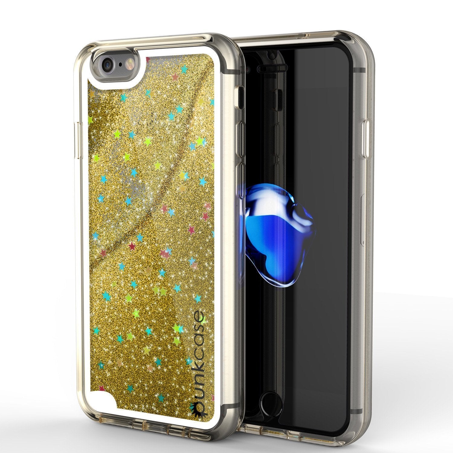 iPhone SE (4.7") Case, PunkCase LIQUID Gold Series, Protective Dual Layer Floating Glitter Cover
