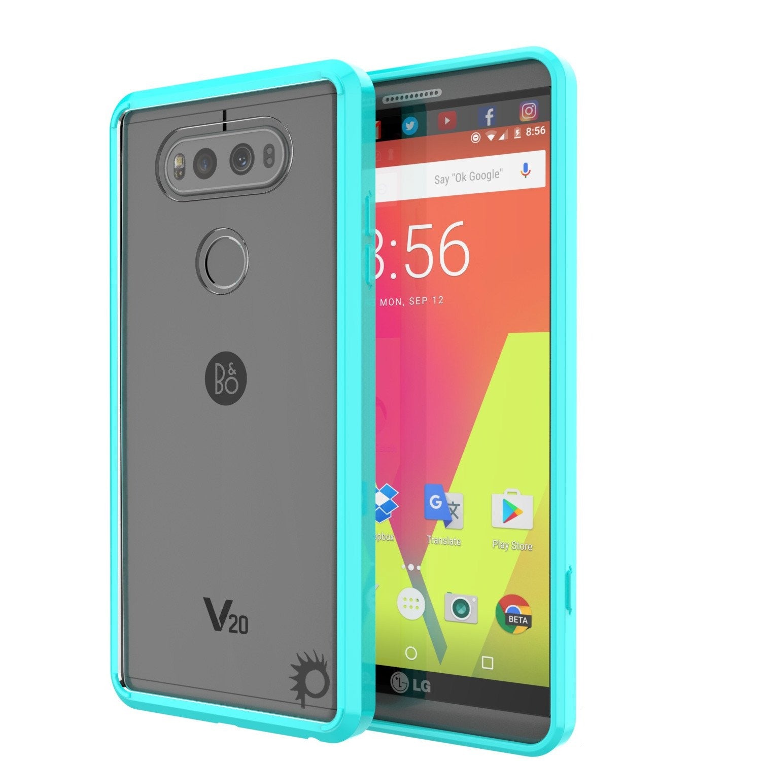 LG v40 Case Punkcase® LUCID 2.0 Teal Series w/ PUNK SHIELD Glass Screen Protector | Ultra Fit