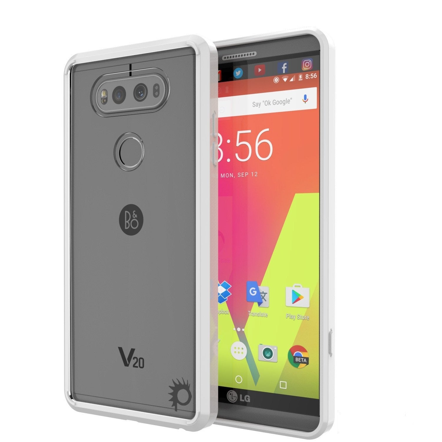 LG v40 Case Punkcase® LUCID 2.0 White Series w/ PUNK SHIELD Glass Screen Protector | Ultra Fit