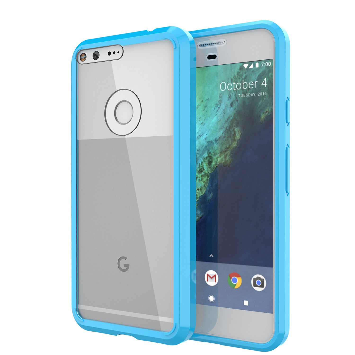 Google Pixel XL Case Punkcase® LUCID 2.0 Light Blue Series w/ PUNK SHIELD Glass Screen Protector | Ultra Fit