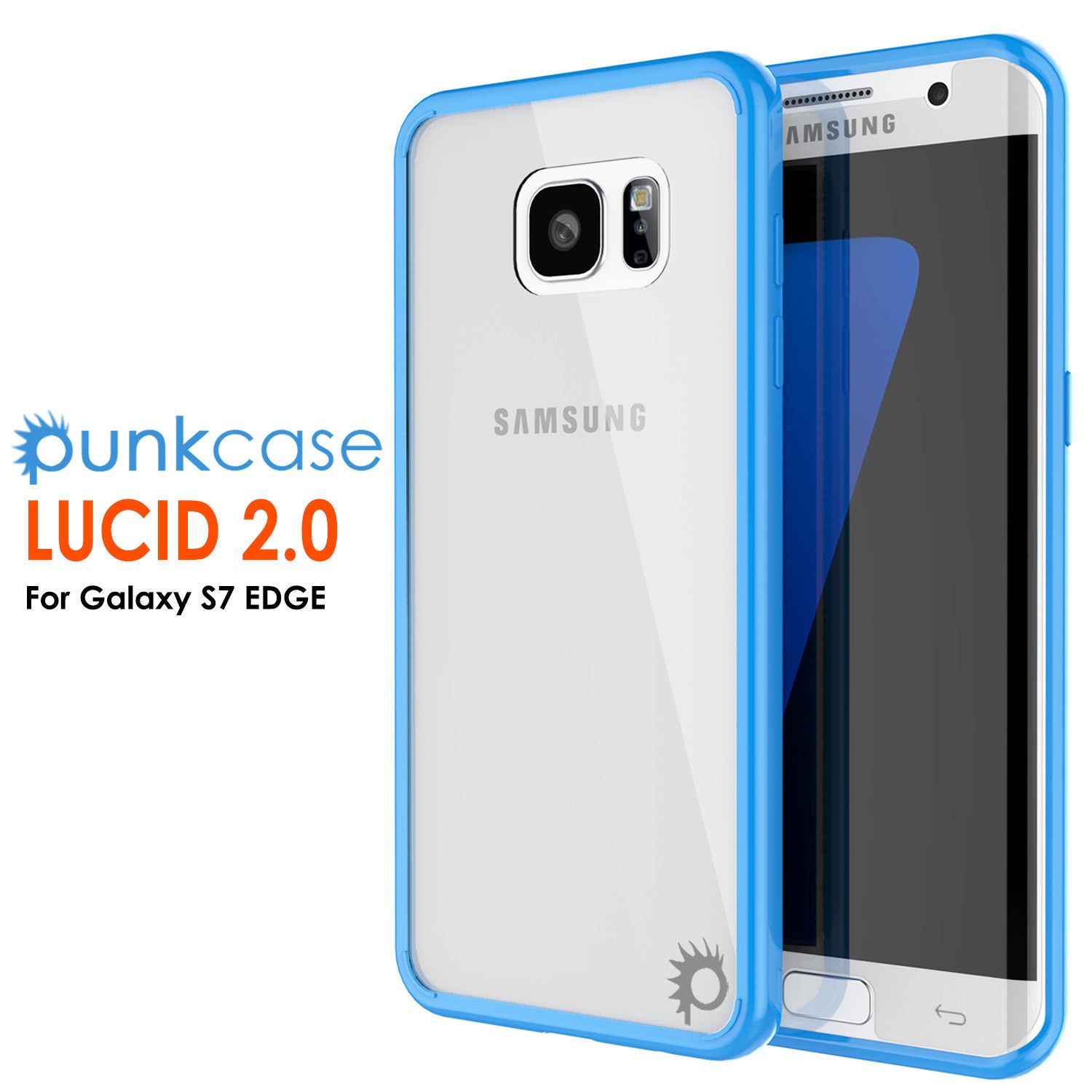 S7 Edge Case Punkcase® LUCID 2.0 Light Blue Series w/ PUNK SHIELD Screen Protector | Ultra Fit