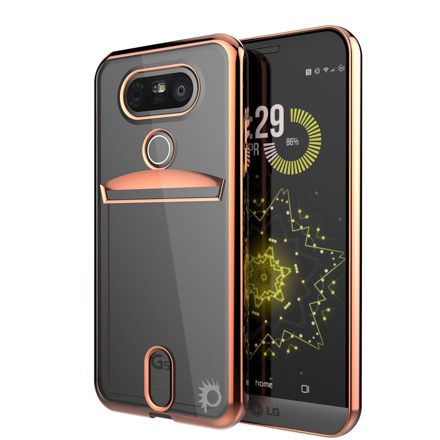 LG G5 Case, PUNKCASE® Rose Gold LUCID  Series | Card Slot | PUNK SHIELD Screen Protector
