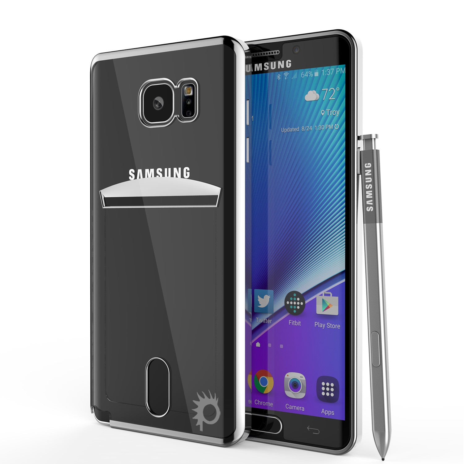 Galaxy Note 5 Case, PUNKCASE® LUCID Silver Series | Card Slot | SHIELD Screen Protector | Ultra fit
