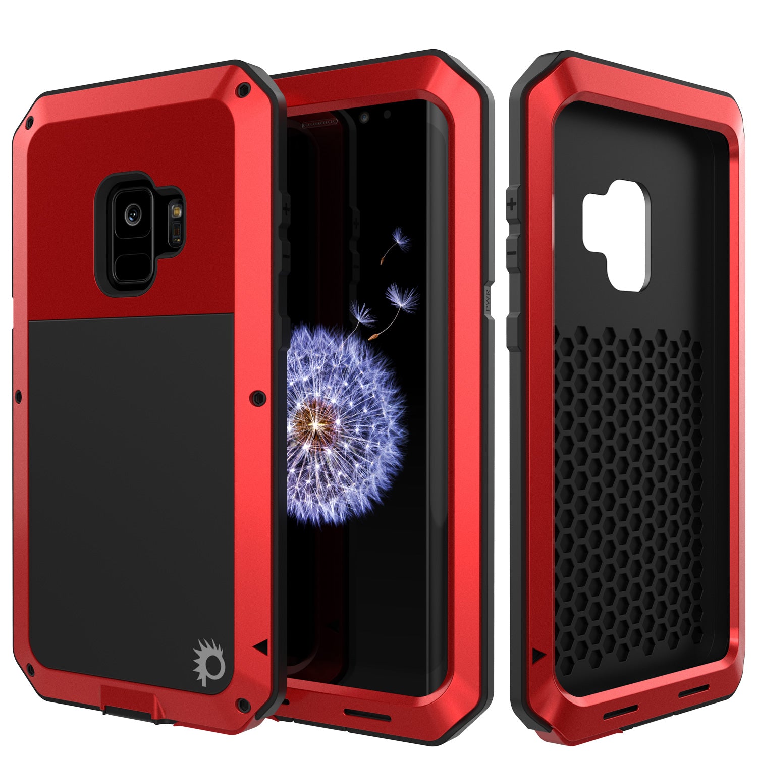 Galaxy S9 Metal Case, Heavy Duty Military Grade Rugged Armor Cover [Red]
