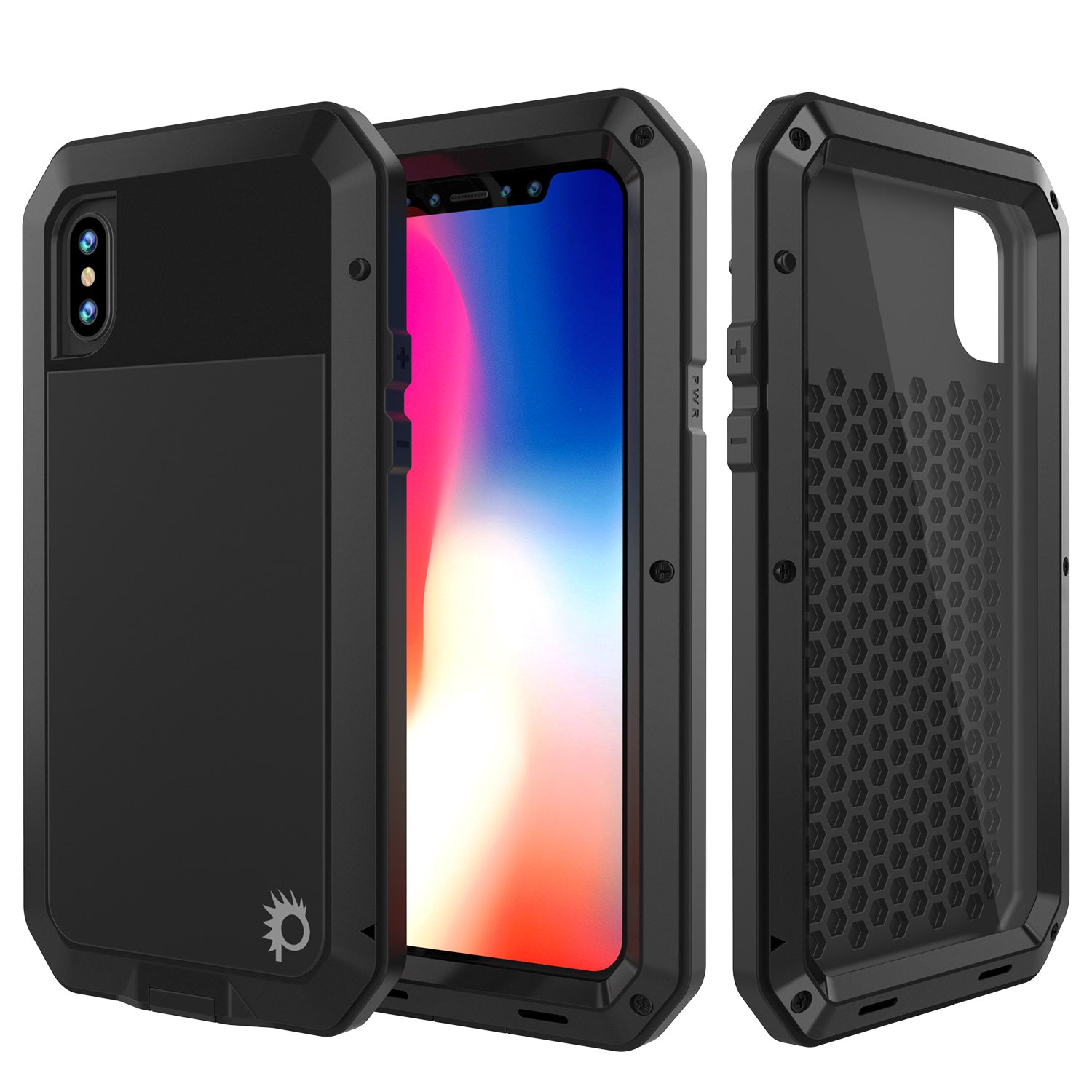 iPhone X Metal Case, Heavy Duty Military Grade Rugged Black Armor Cover [shock proof] Hybrid Full Body Hard Aluminum & TPU Design