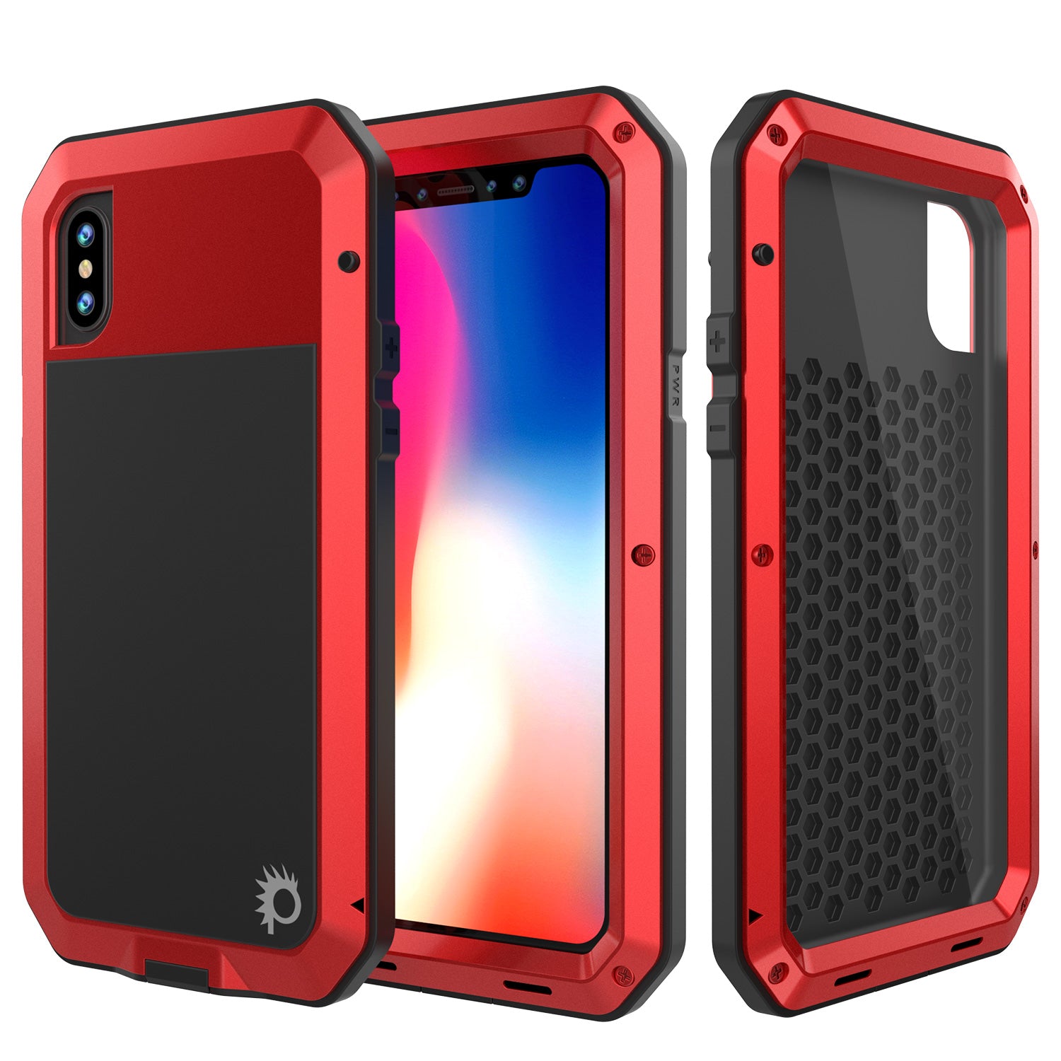 iPhone X Metal Case, Heavy Duty Military Grade Rugged Armor Cover [Red] –  punkcase