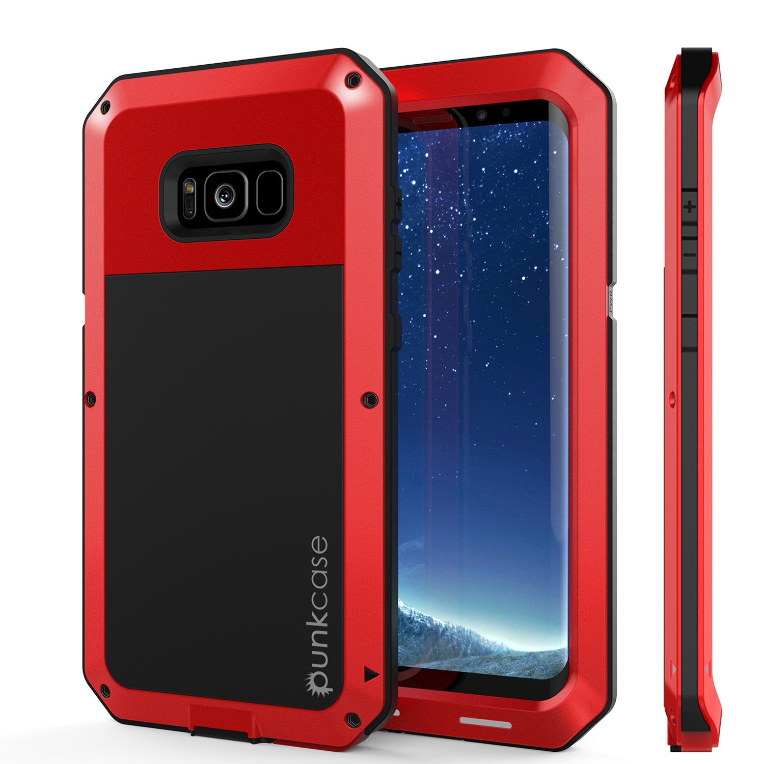 Galaxy S8  Case, PUNKcase Metallic Red Shockproof  Slim Metal Armor Case