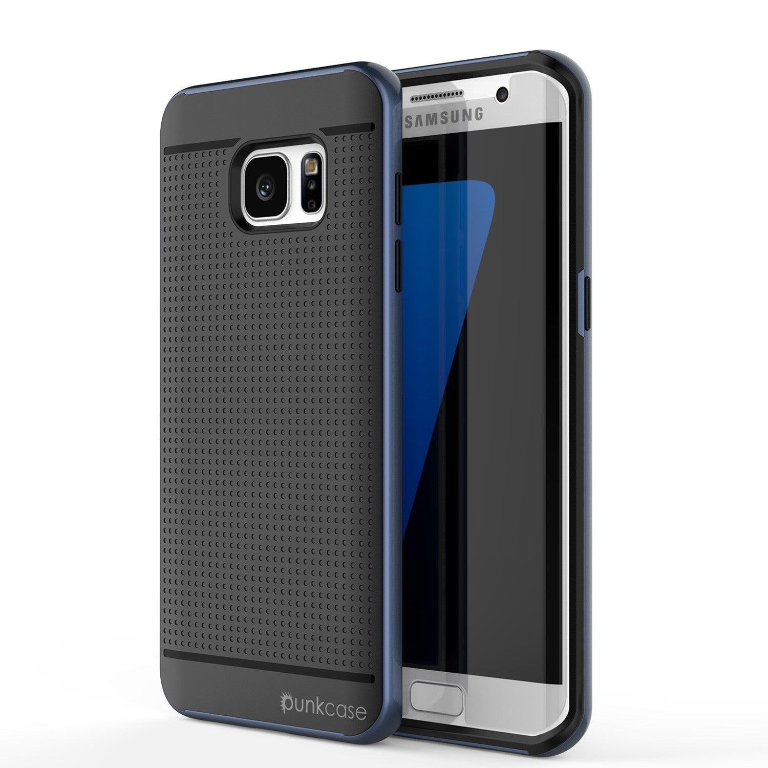 Galaxy S7 Edge Case, PunkCase STEALTH Navy Blue Series Hybrid 3-Piece Shockproof Dual Layer Cover