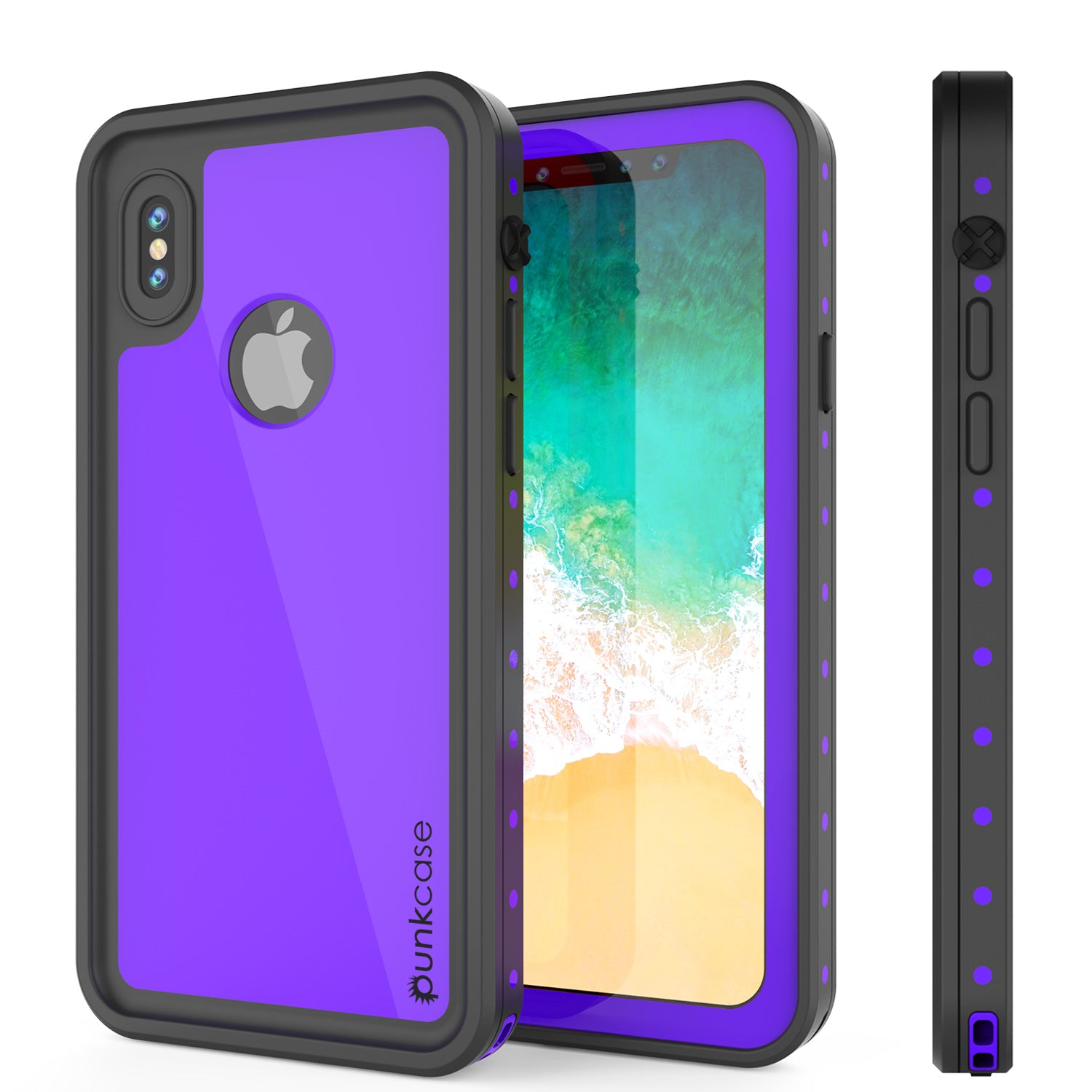 iPhone X Waterproof IP68 Case, Punkcase [Purple] [StudStar Series] [Slim Fit] [Dirtproof]