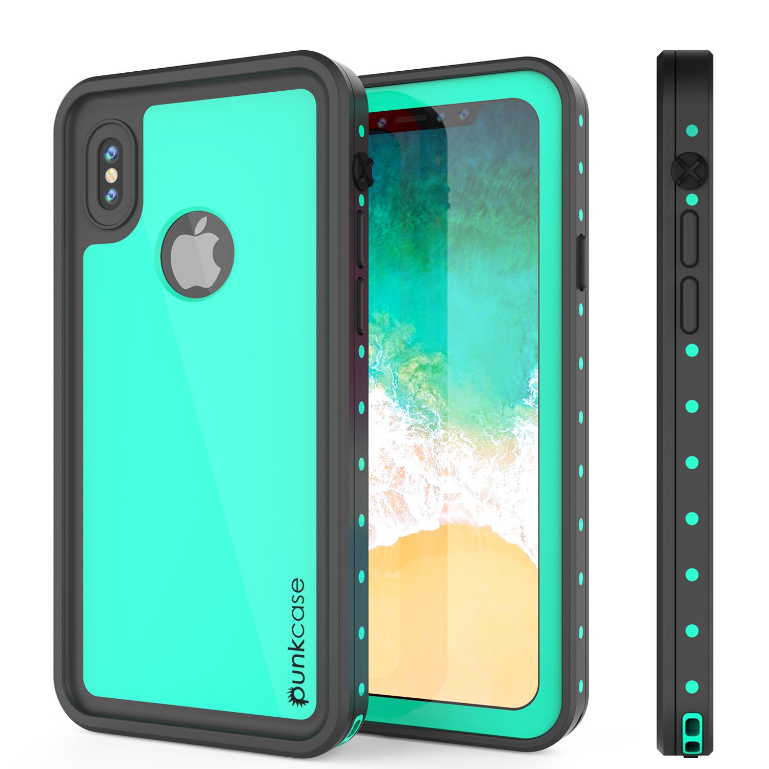 iPhone X Waterproof IP68 Case, Punkcase [Teal] [StudStar Series] [Slim Fit] [Dirtproof]