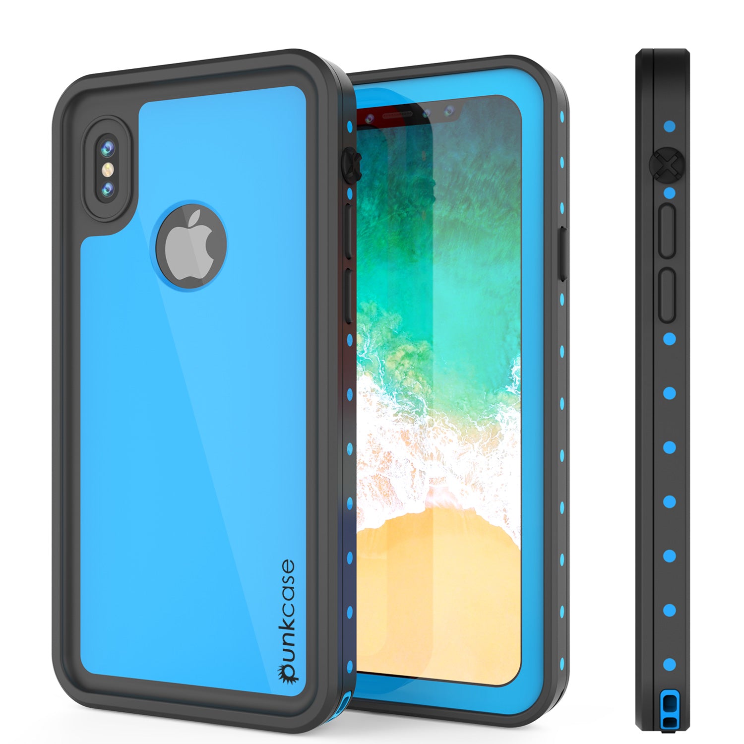 iPhone X Waterproof IP68 Case, Punkcase [Light blue] [StudStar Series] [Slim Fit] [Dirtproof]