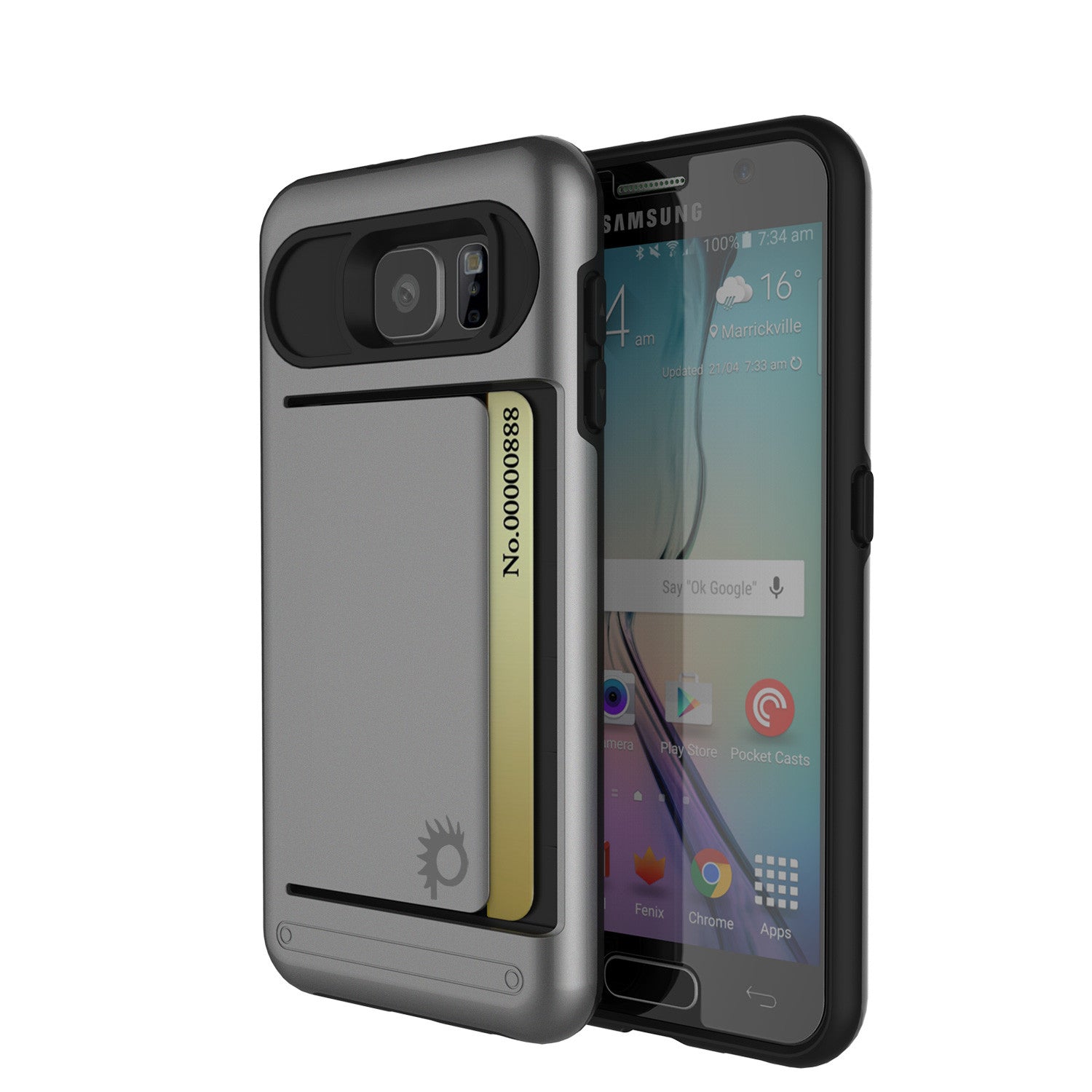 Galaxy s6 Case PunkCase CLUTCH Grey Series Slim Armor Soft Cover Case w/ Tempered Glass
