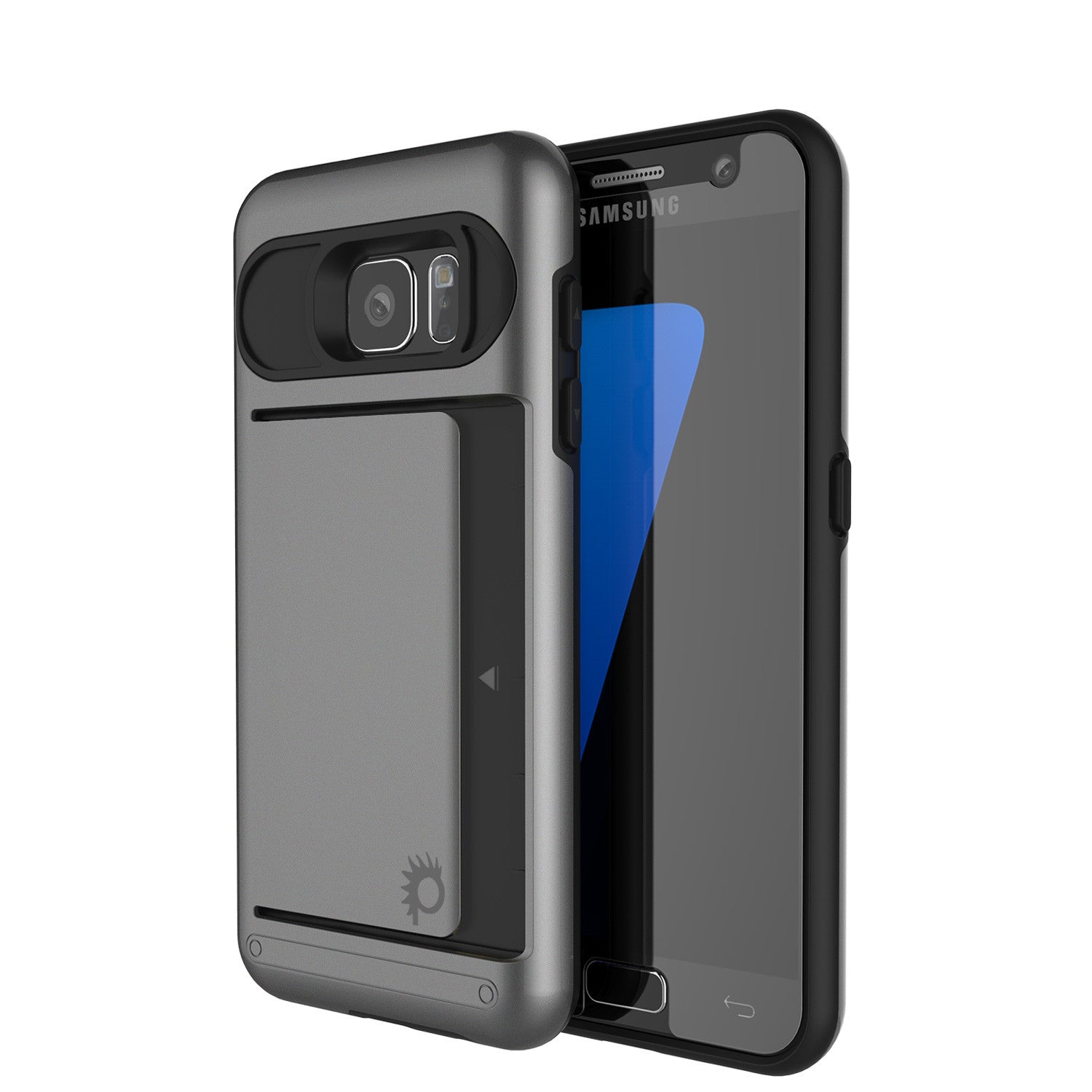 Galaxy s7 Case PunkCase CLUTCH Grey Series Slim Armor Soft Cover Case w/ Tempered Glass
