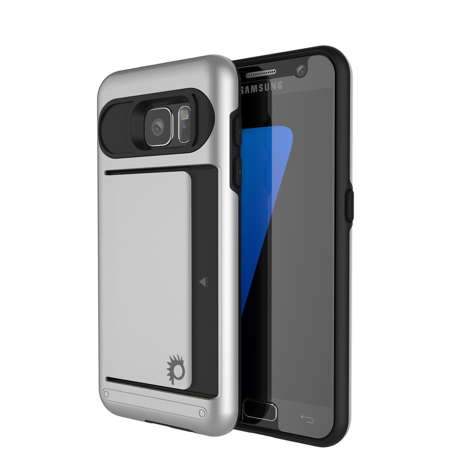 Galaxy S7 EDGE Case PunkCase CLUTCH Silver Series Slim Armor Soft Cover Case w/ Screen Protector