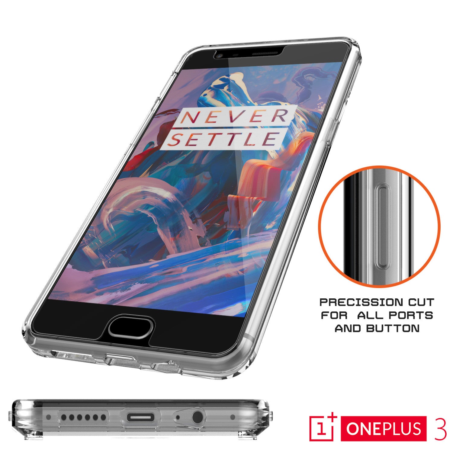 OnePlus 3 Case Punkcase® LUCID 2.0 Clear Series w/ SHIELD GLASS Lifetime Warranty Exchange