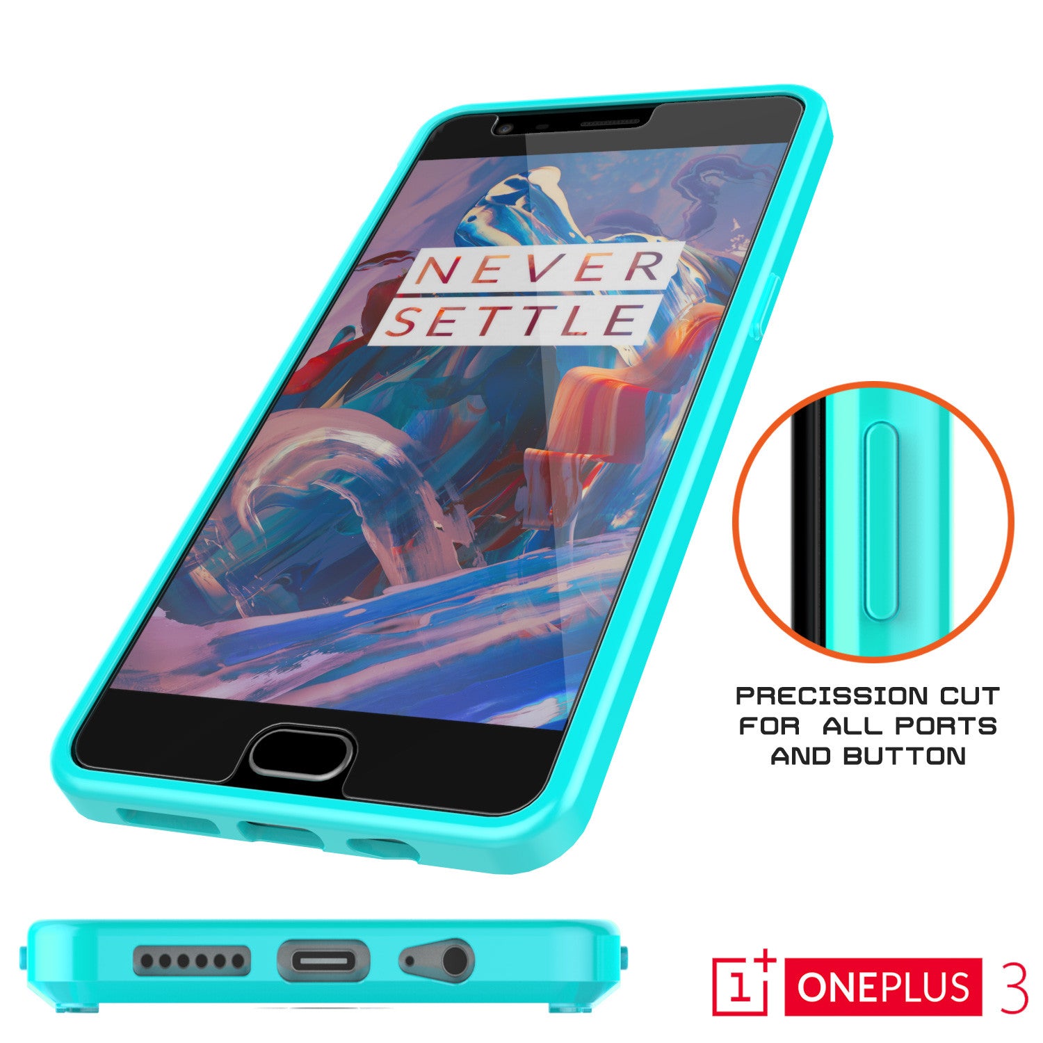 OnePlus 3 Case Punkcase® LUCID 2.0 Teal Series w/ SHIELD GLASS Lifetime Warranty Exchange