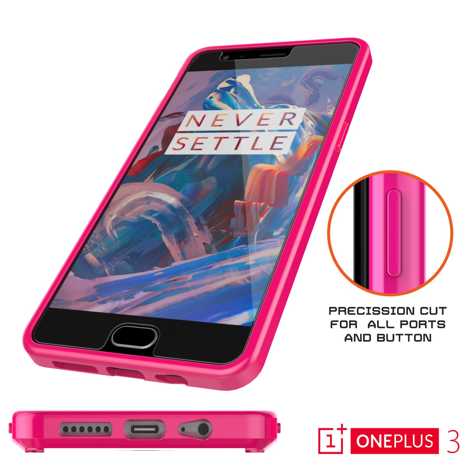 OnePlus 3 Case Punkcase® LUCID 2.0 Pink Series w/ SHIELD GLASS Lifetime Warranty Exchange