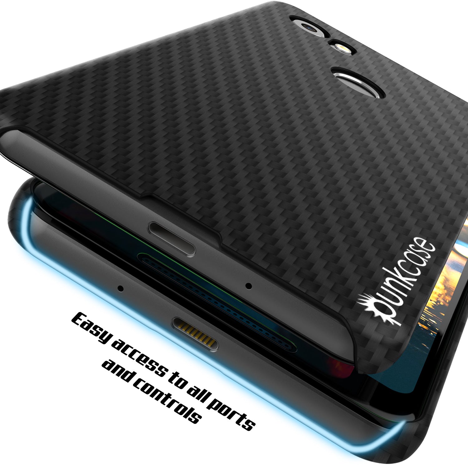 Google Pixel 2 XL  CarbonShield Heavy Duty & Ultra Thin 2 Piece PU Leather Cover