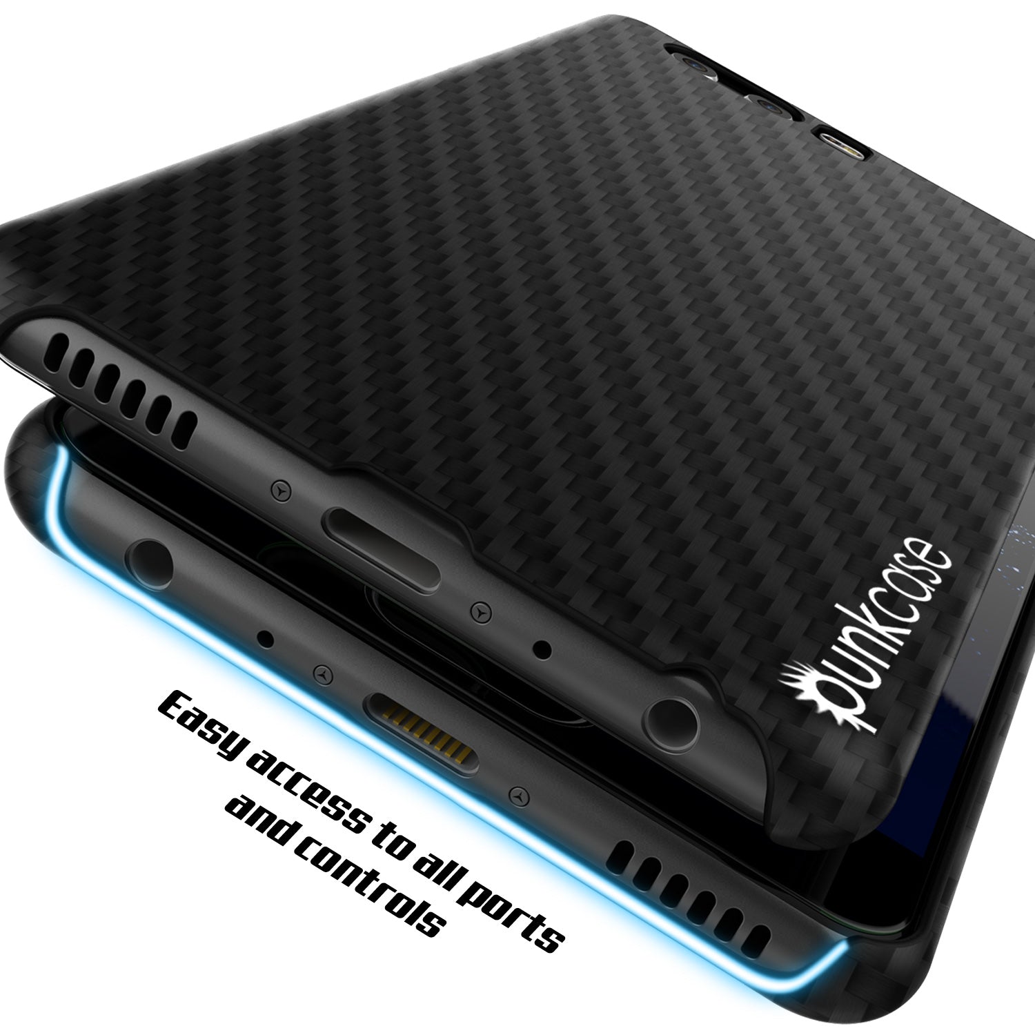 Huawei P10 Case, Punkcase CarbonShield, Heavy Duty [Jet Black] Cover