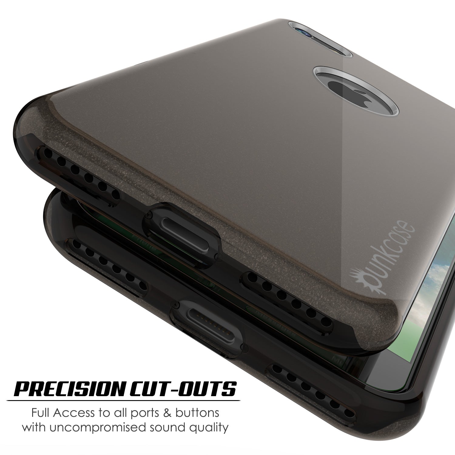 iPhone 8 Case, Punkcase Galactic 2.0 Series Ultra Slim Protective Armor TPU Cover [Black/Grey]